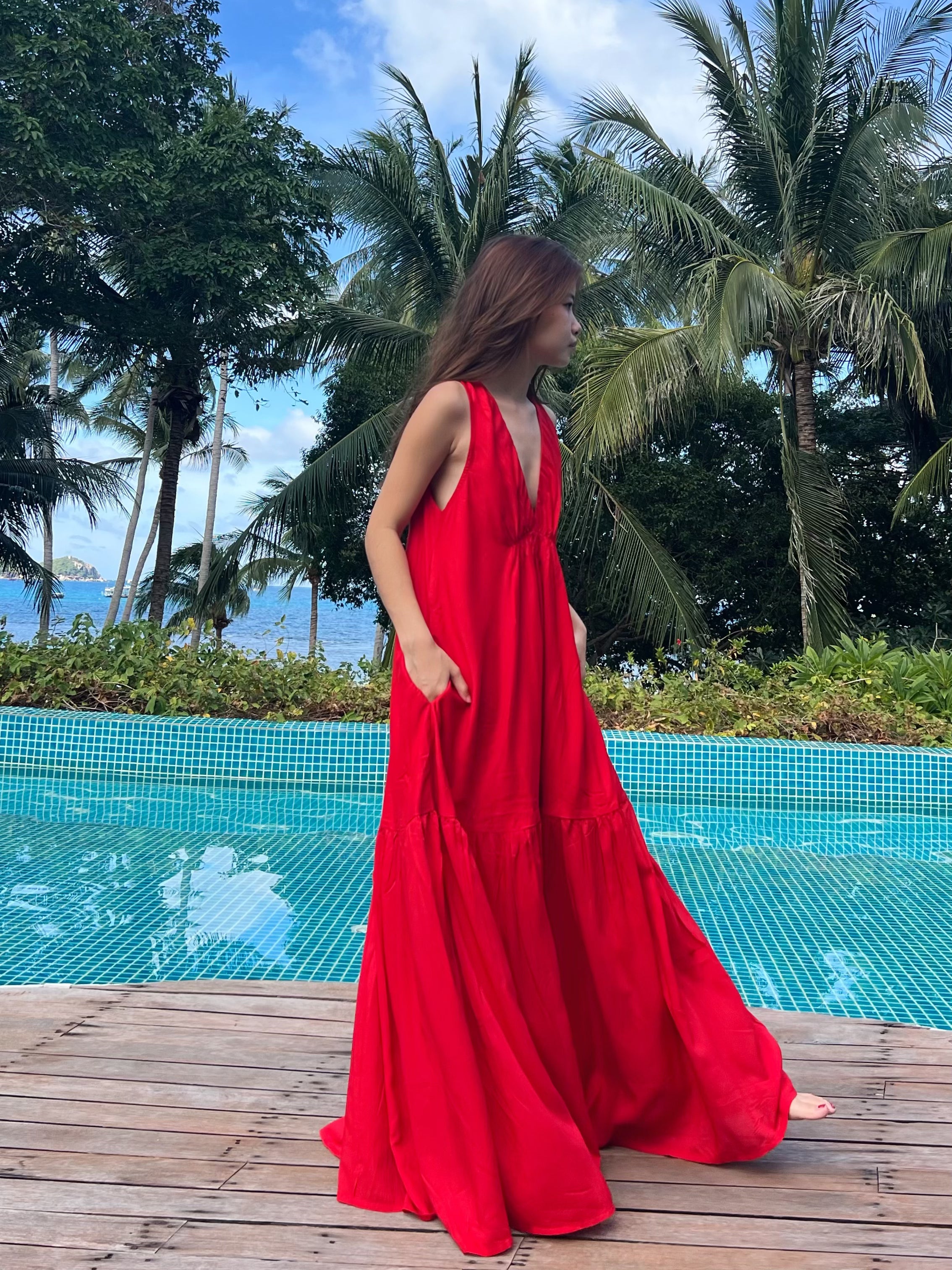 Austin Convertible Maxi Dress - Red