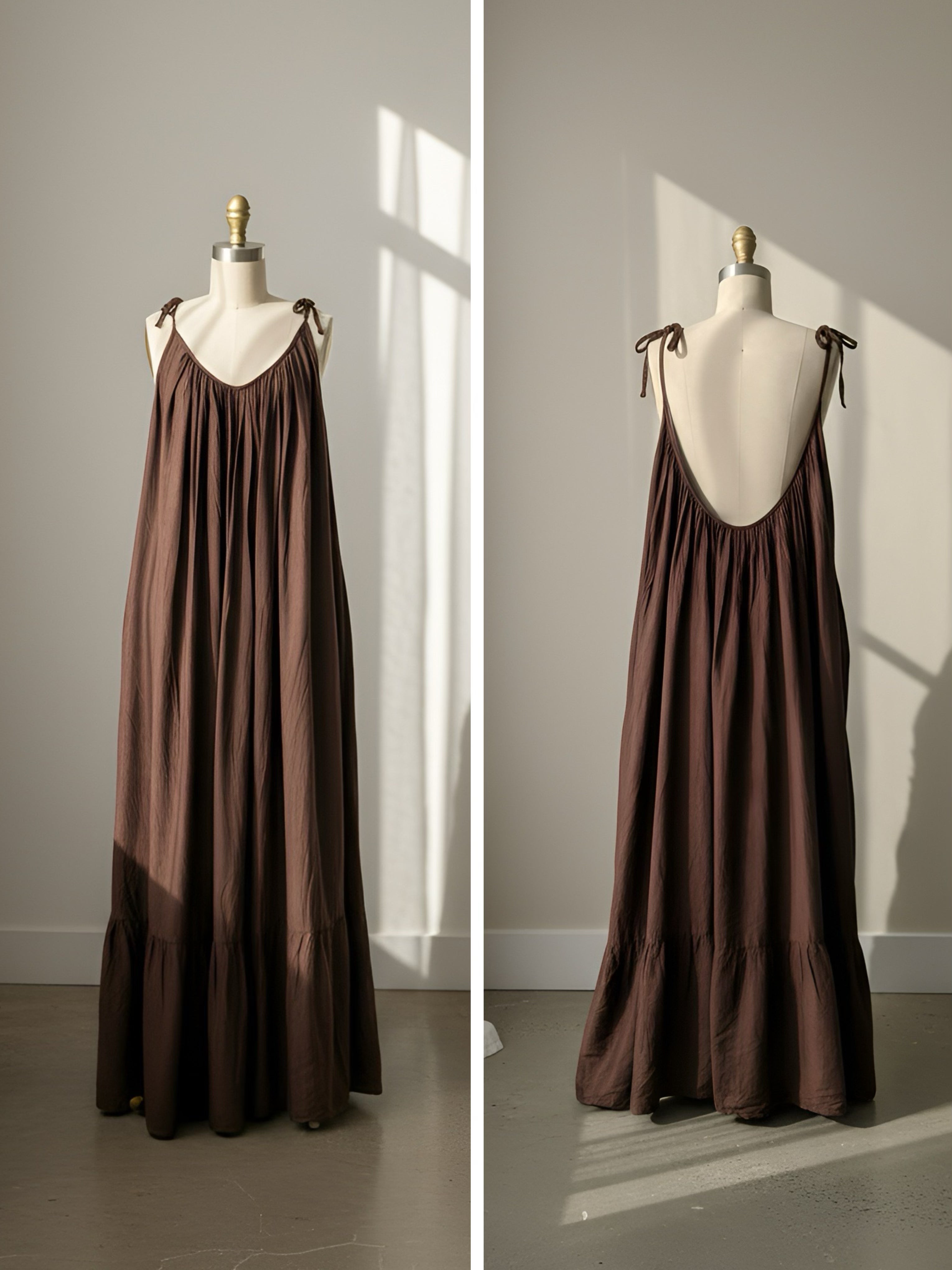 Mali Backless Maxi Dress - Brown