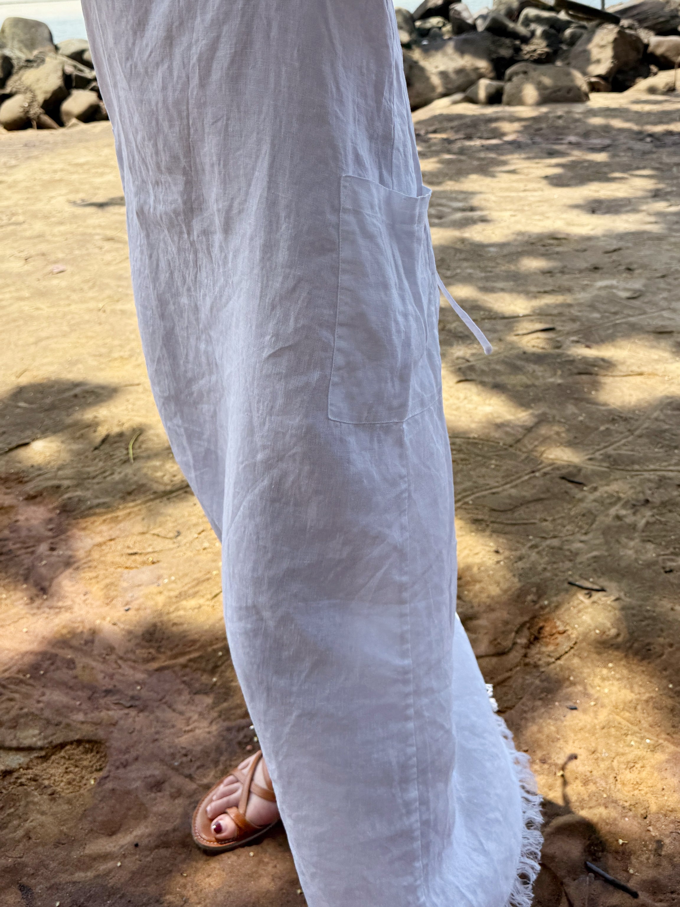 Lotus Linen Slip dress - White