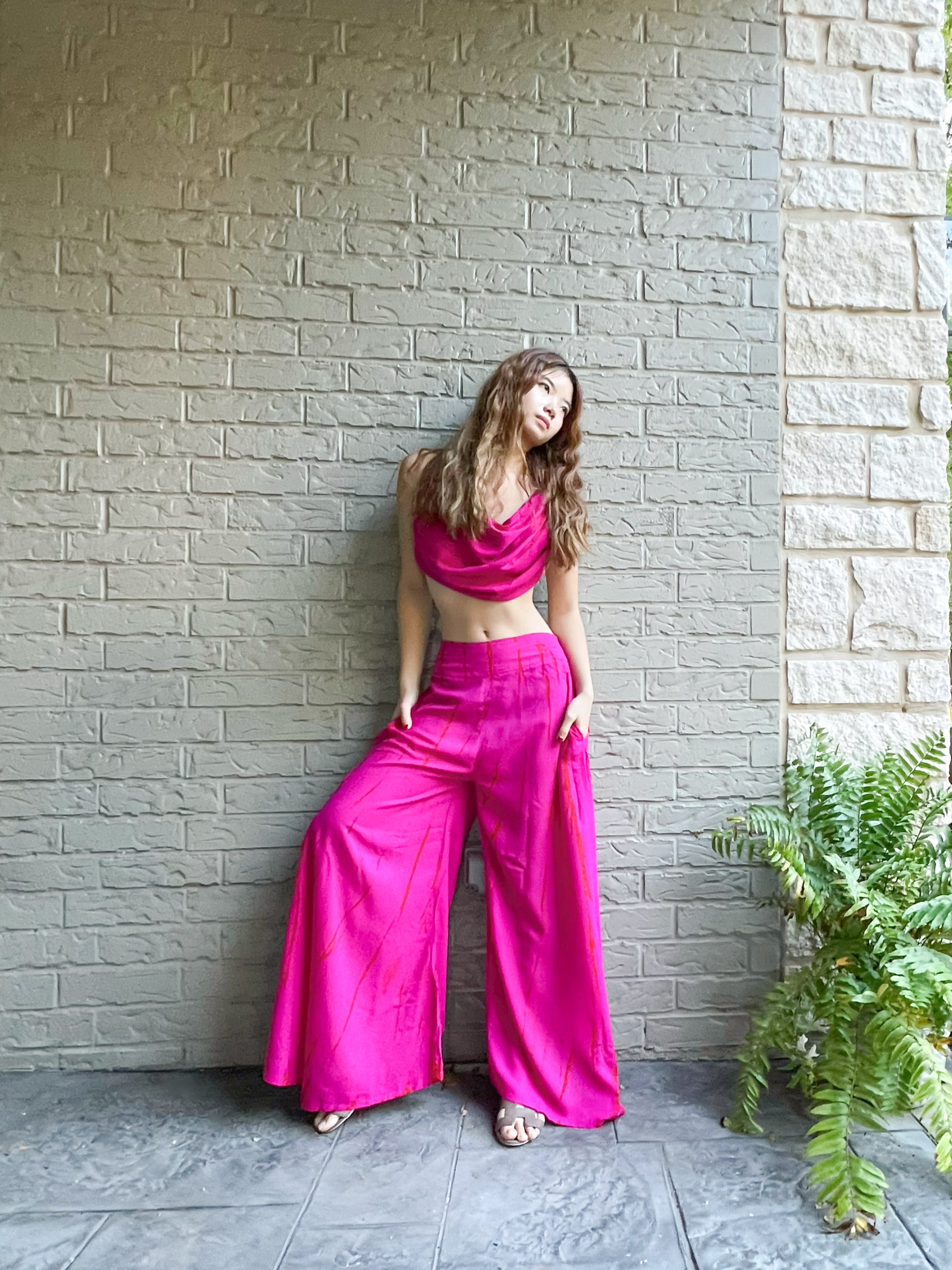 Shop Hot Pink Tie Dye Wide Leg Pants For Effortless Style | Shop Now!