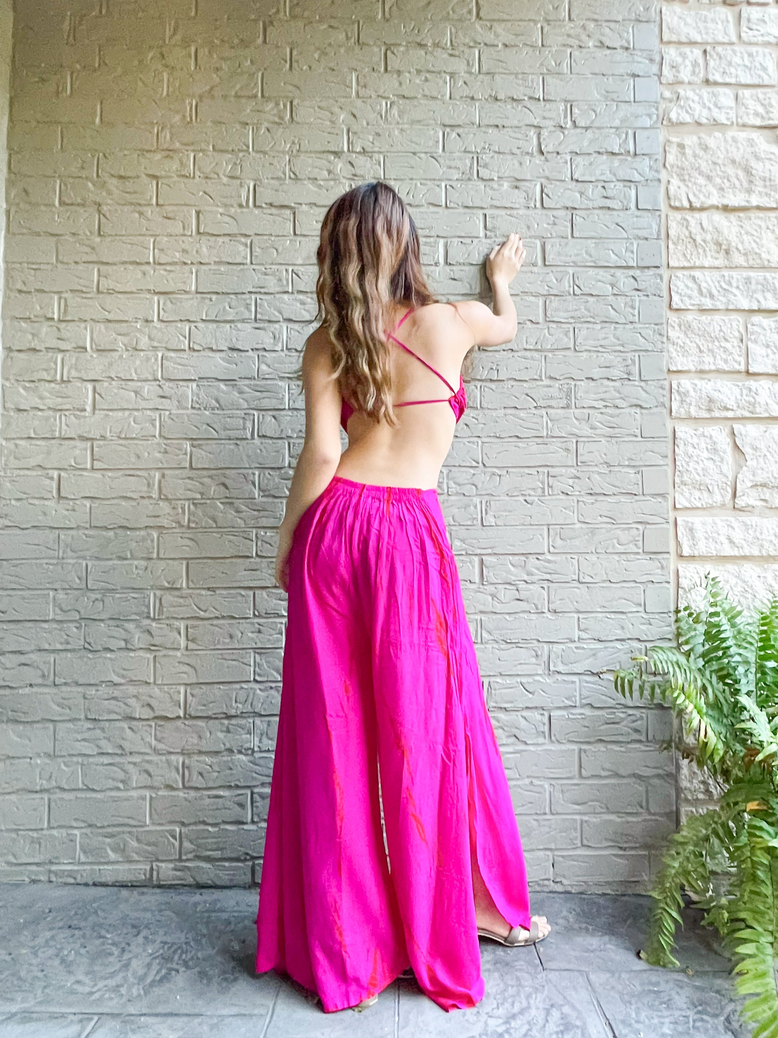 Maya Tie-Dye Samurai Trousers - Hot Pink