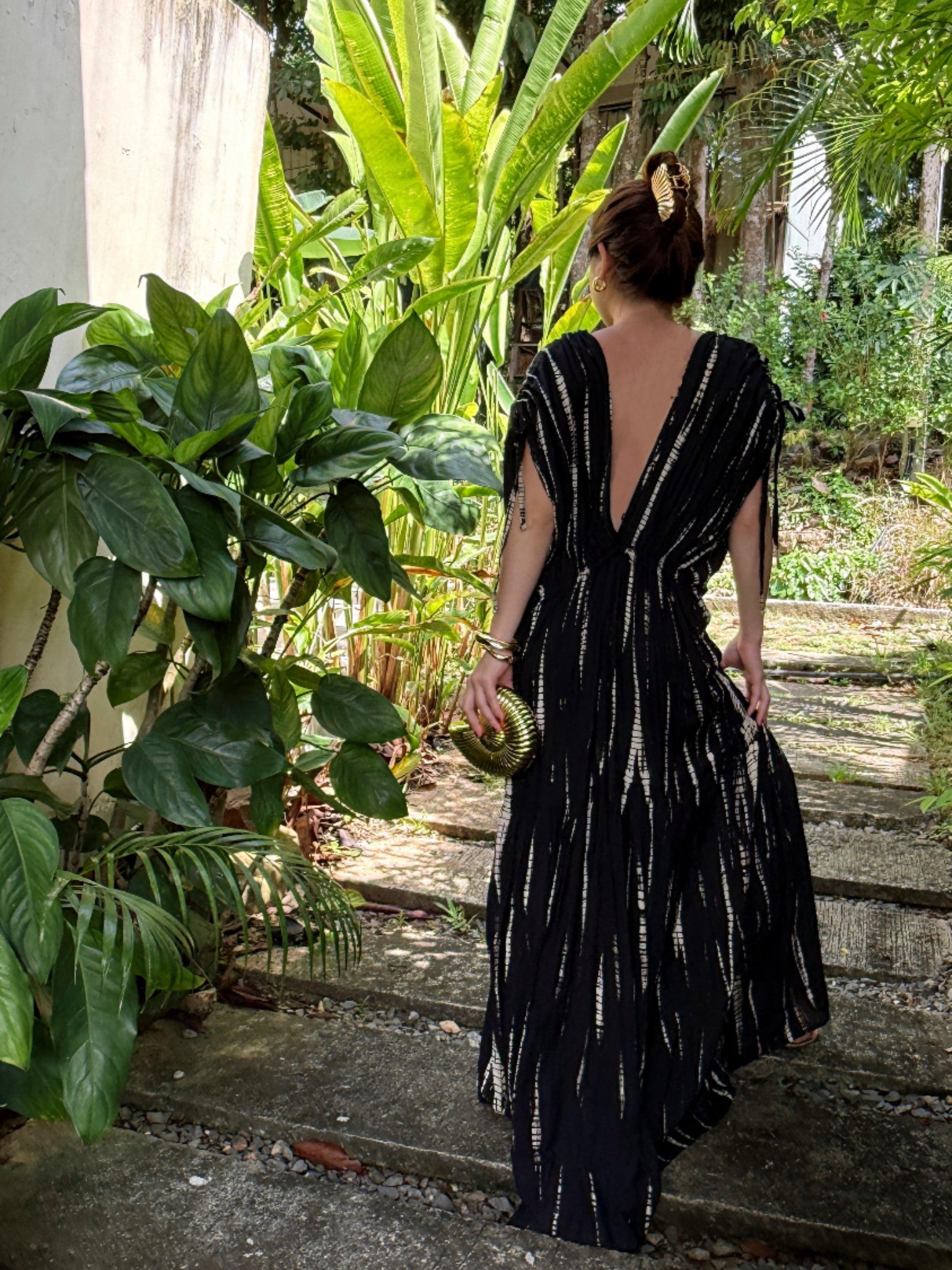 Athena Tie Dye Goddess Kaftan - Black Tie dye