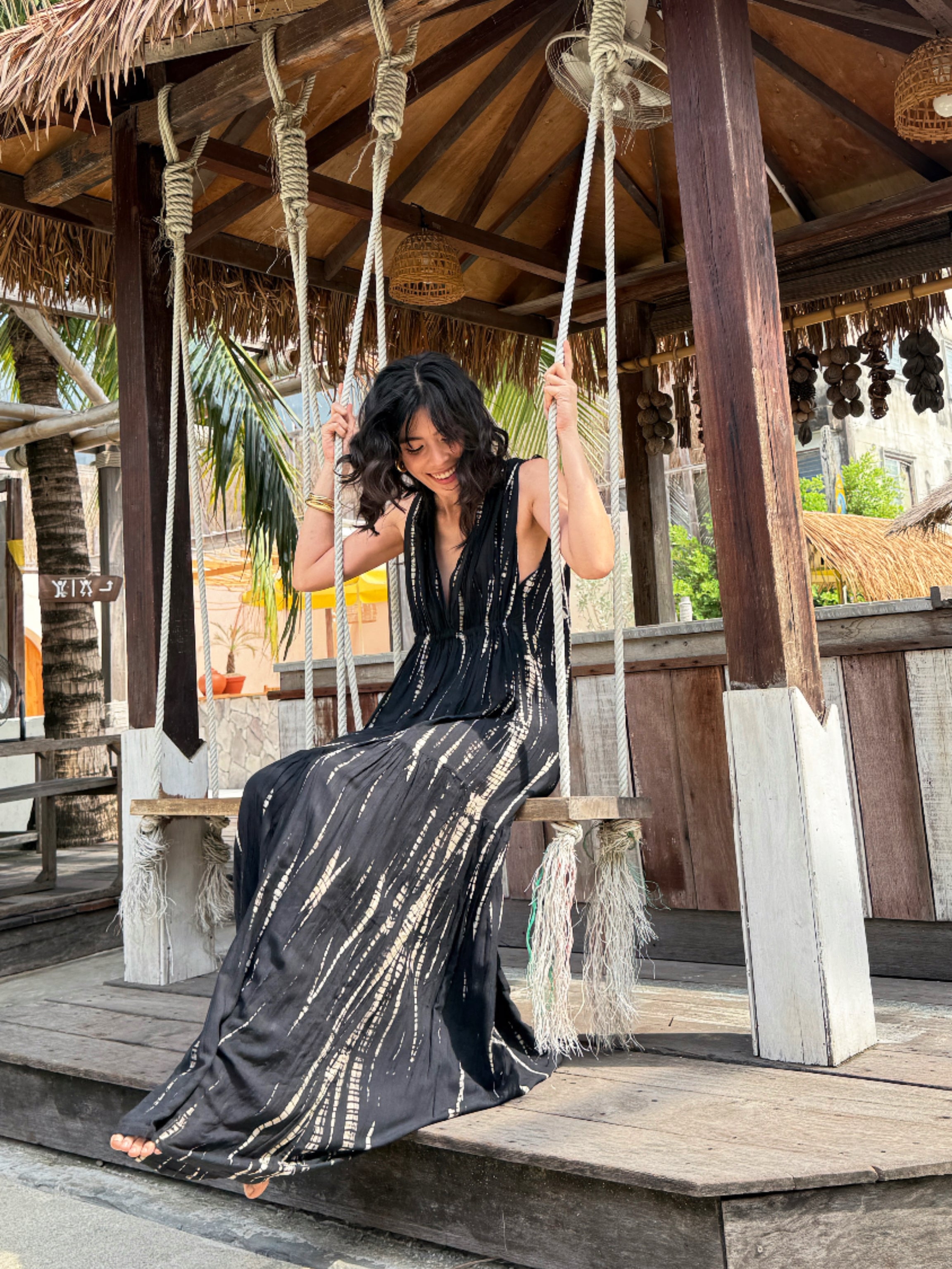 Athena Tie Dye Goddess Kaftan - Black Tie dye