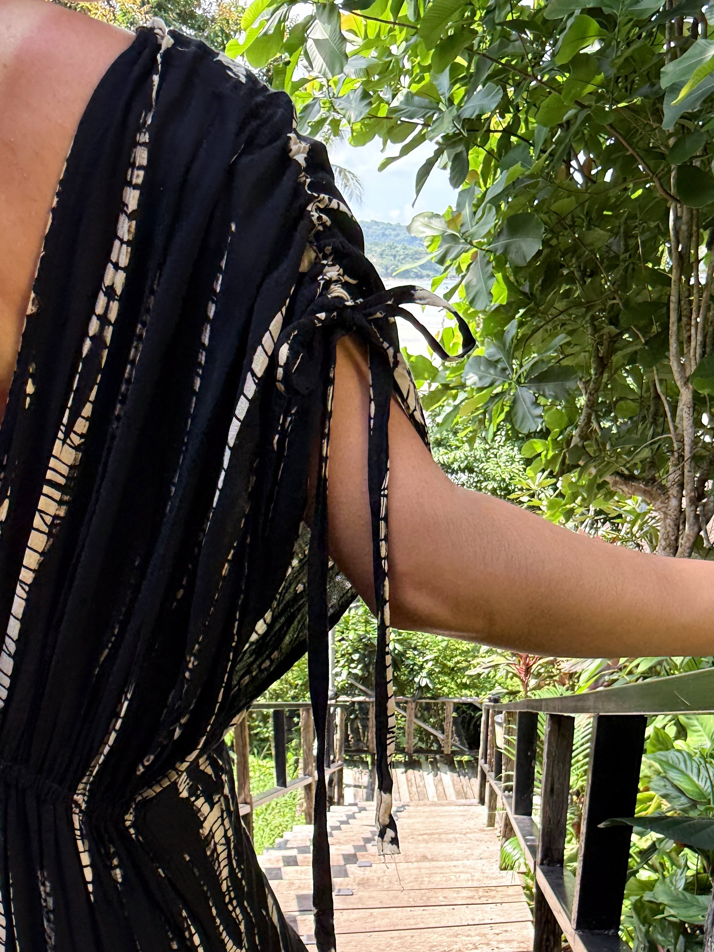 Athena Tie Dye Goddess Kaftan - Black Tie dye
