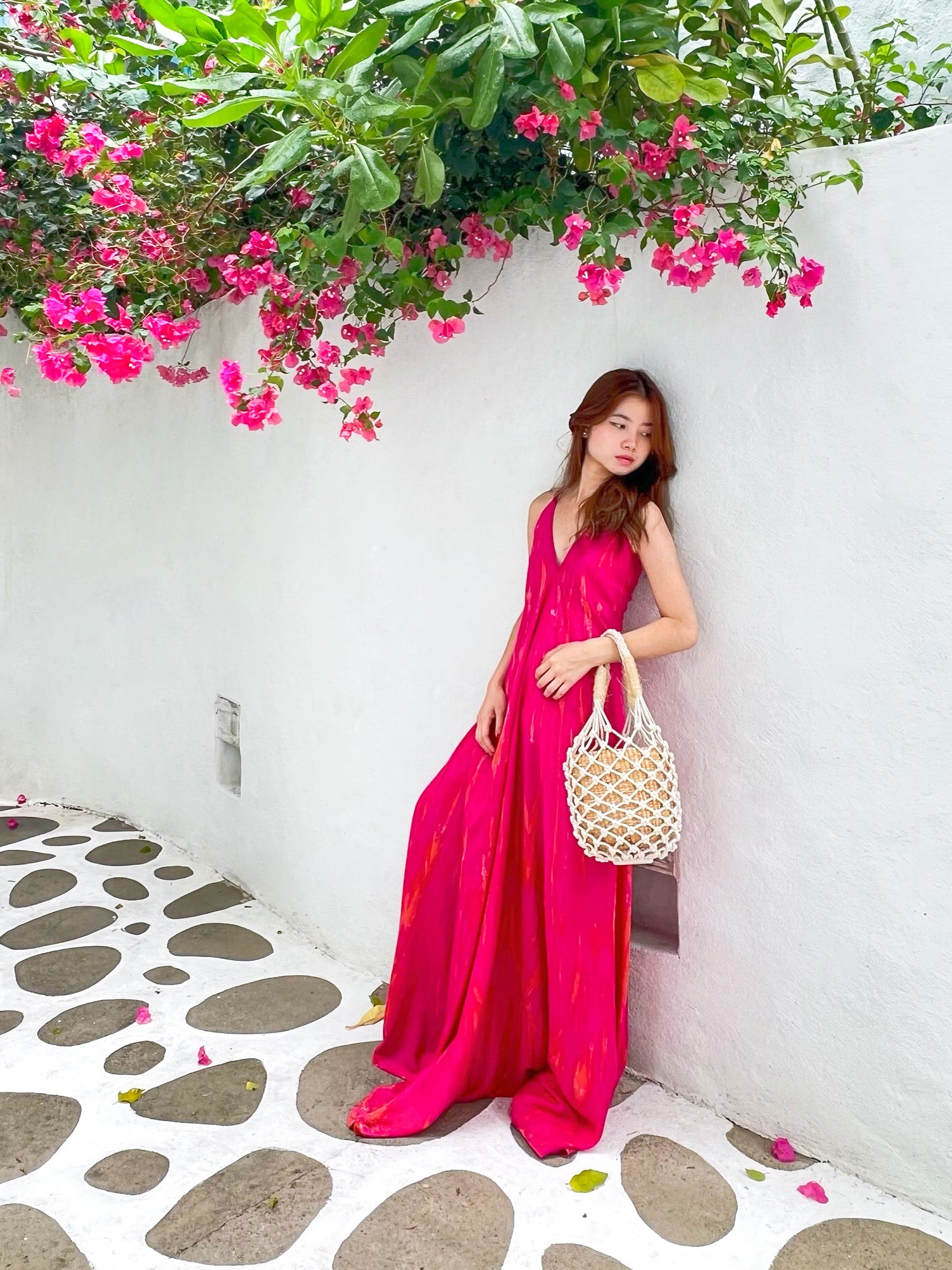 NOMAD Fuchsia Tie Dye Maxi Dress