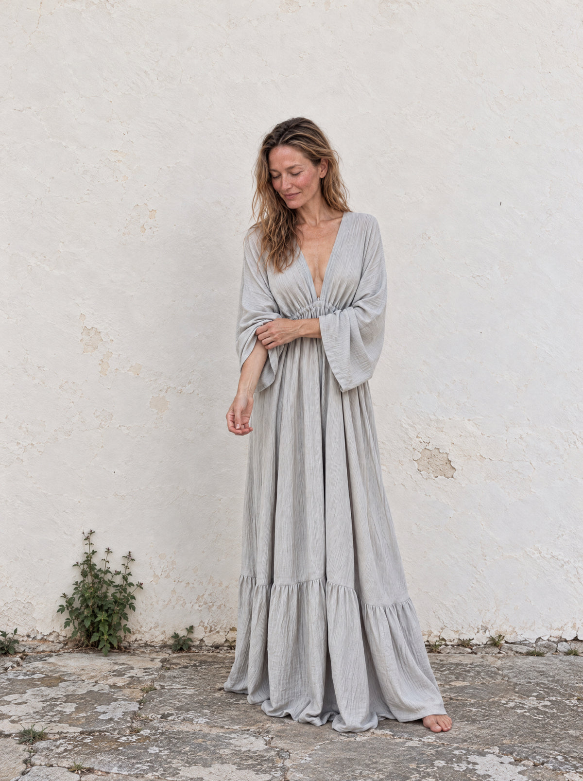 Vestido caftán largo blanco Kori Goddess