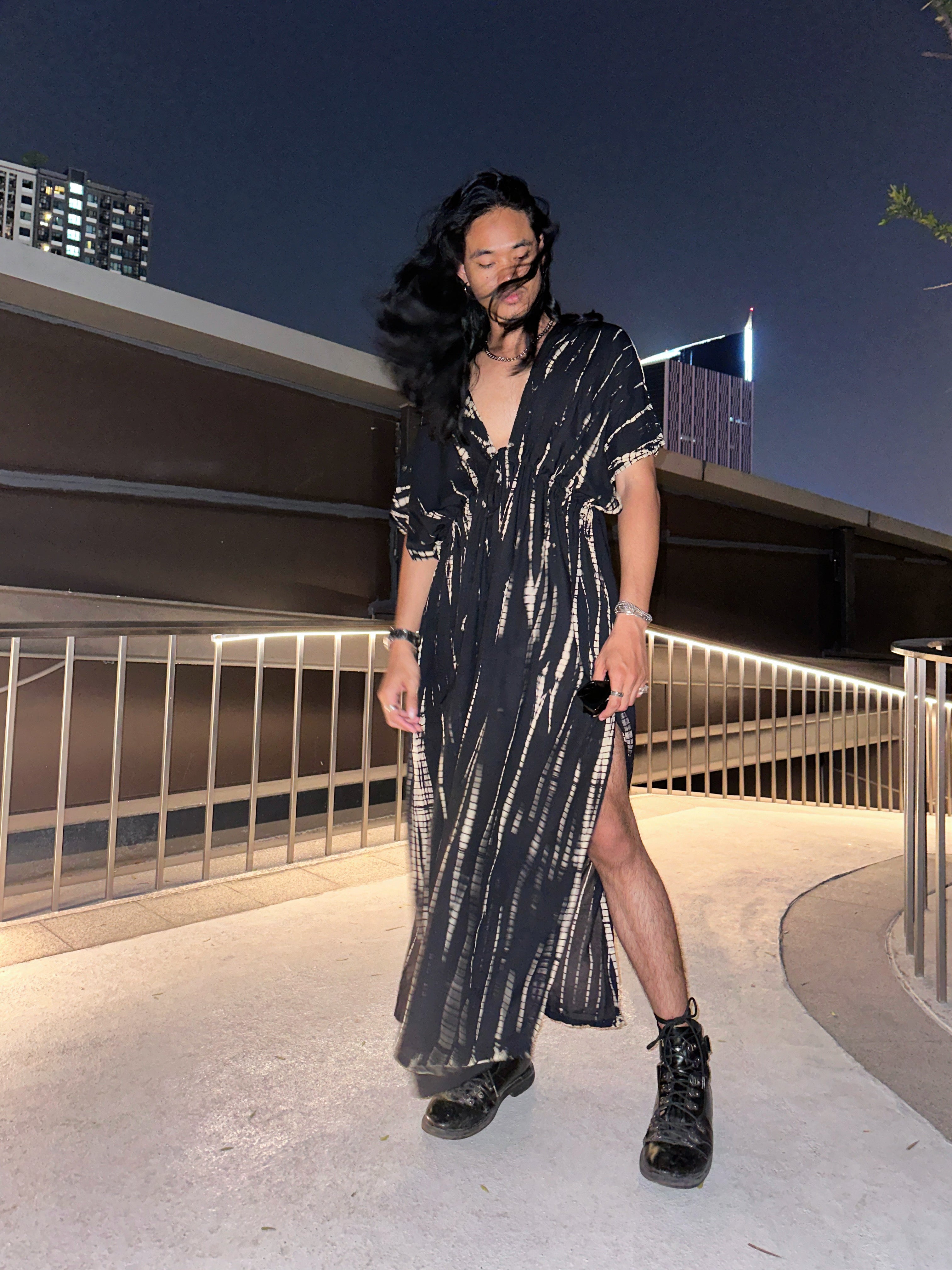 looking for a black kaftan for men, unisex .long kaftan- our goddess dress in tie dye everyone can wear