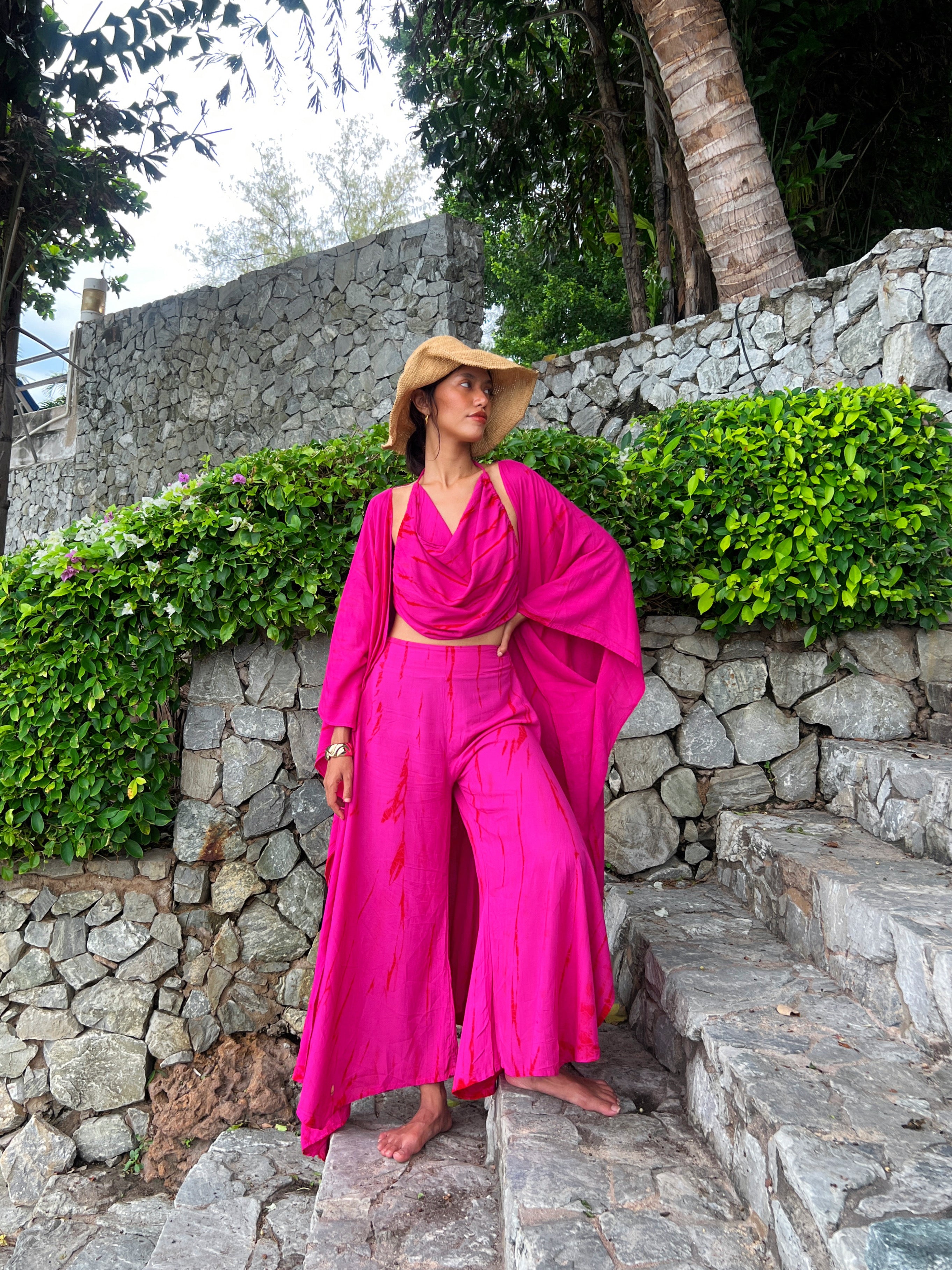 Shop Hot Pink Tie Dye Wide Leg Pants For Effortless Style | Shop Now!