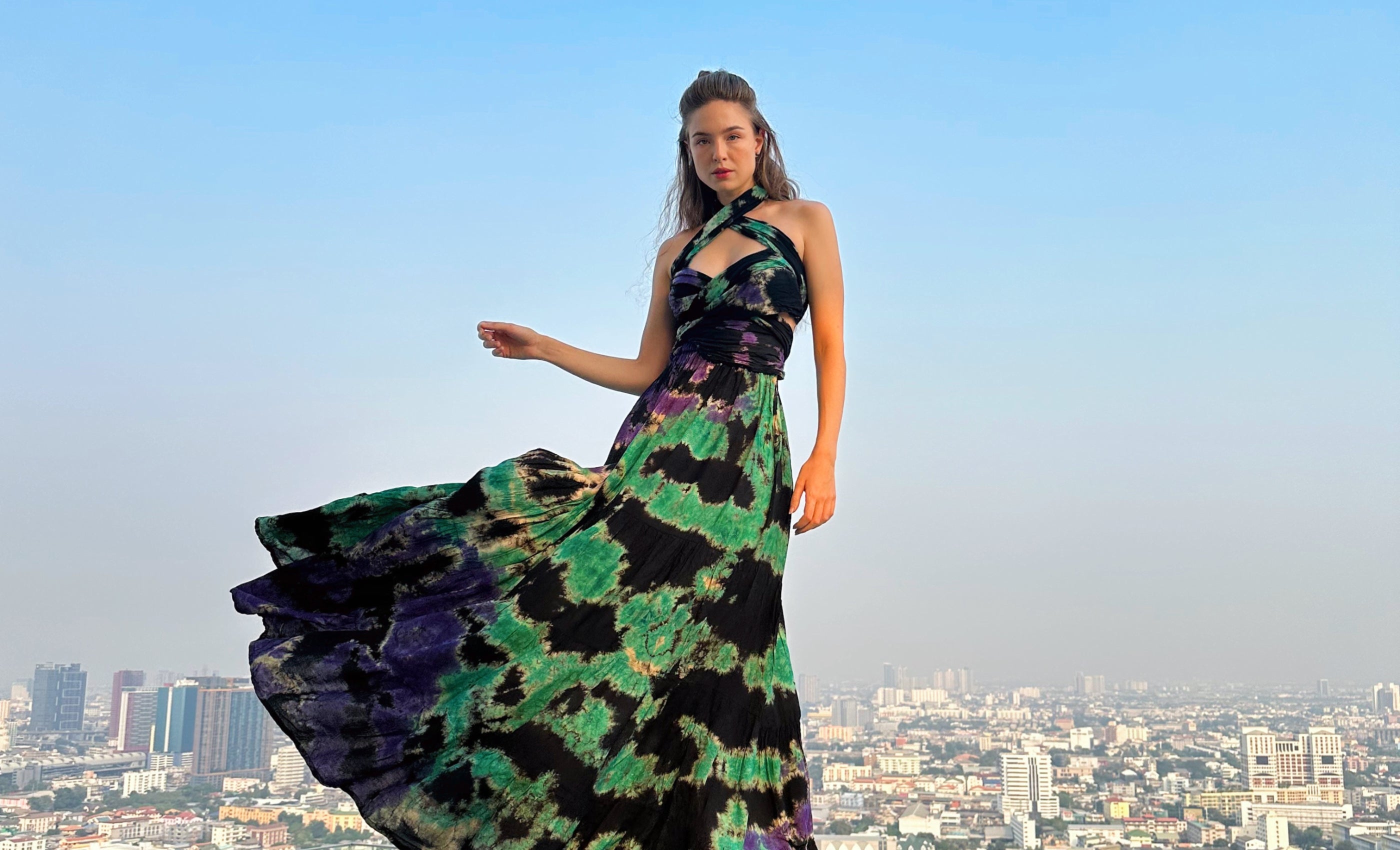Shop Infinity Dresses - Tie dye maxi dress  for boho style for beach vacation