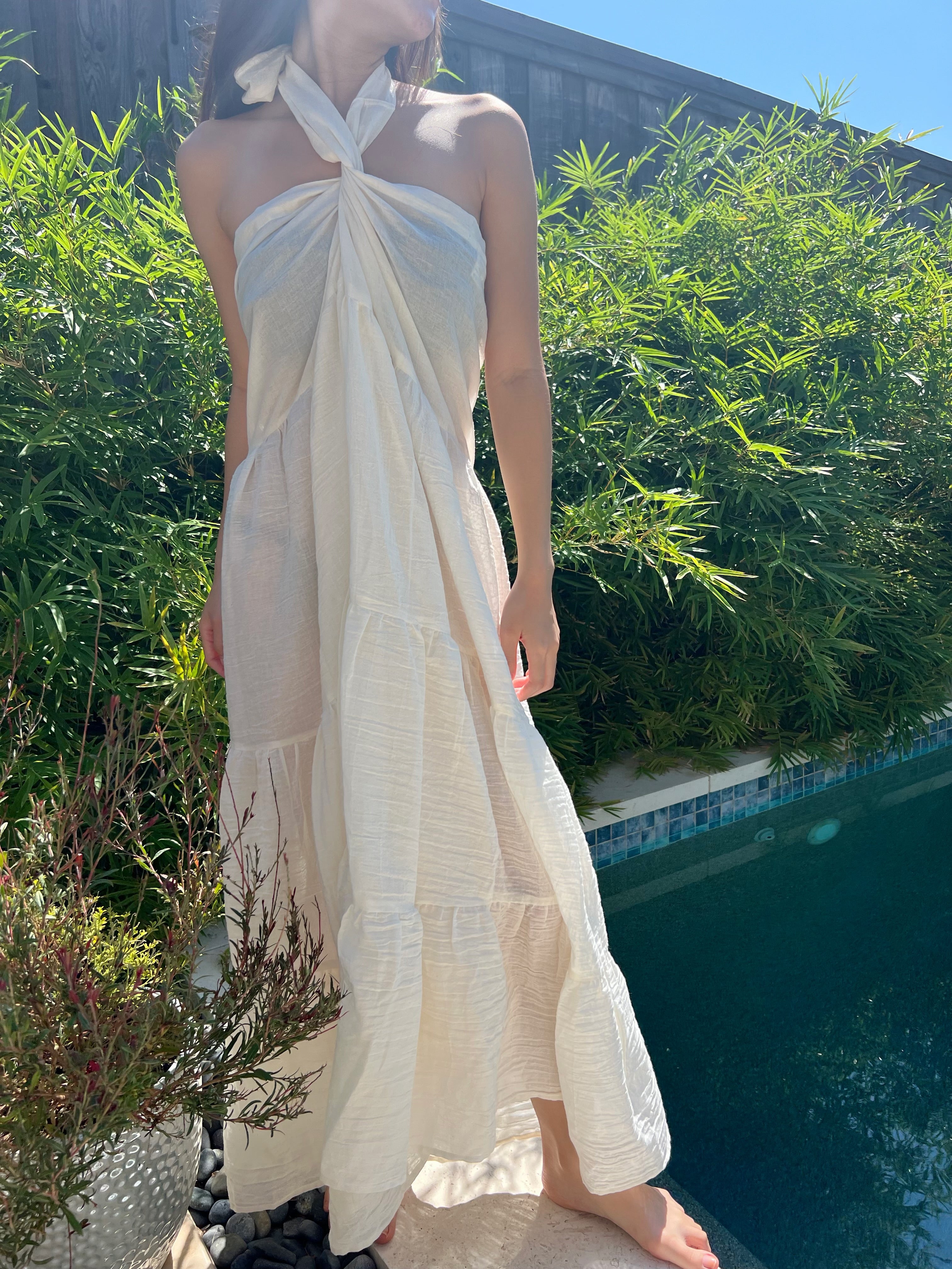 Shop organic cotton wrap maxi skirt with coco de chom- all handmade with love, eco-friendly, beachy, boho vibe for everyday vacation