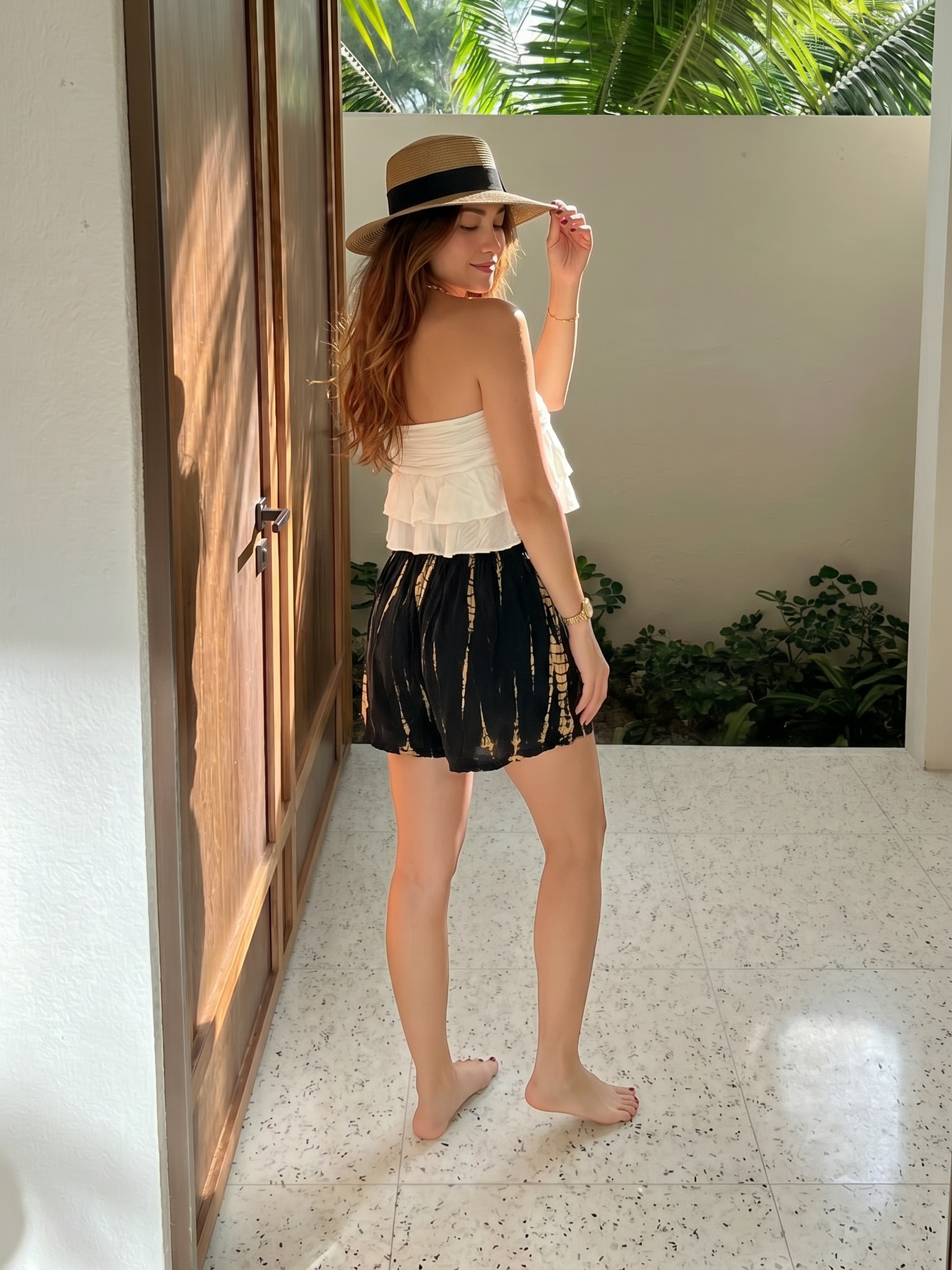 Handmade rayon tie dye shorts with flowy fit and elastic waistband, perfect for casual summer and beach cover up outfits