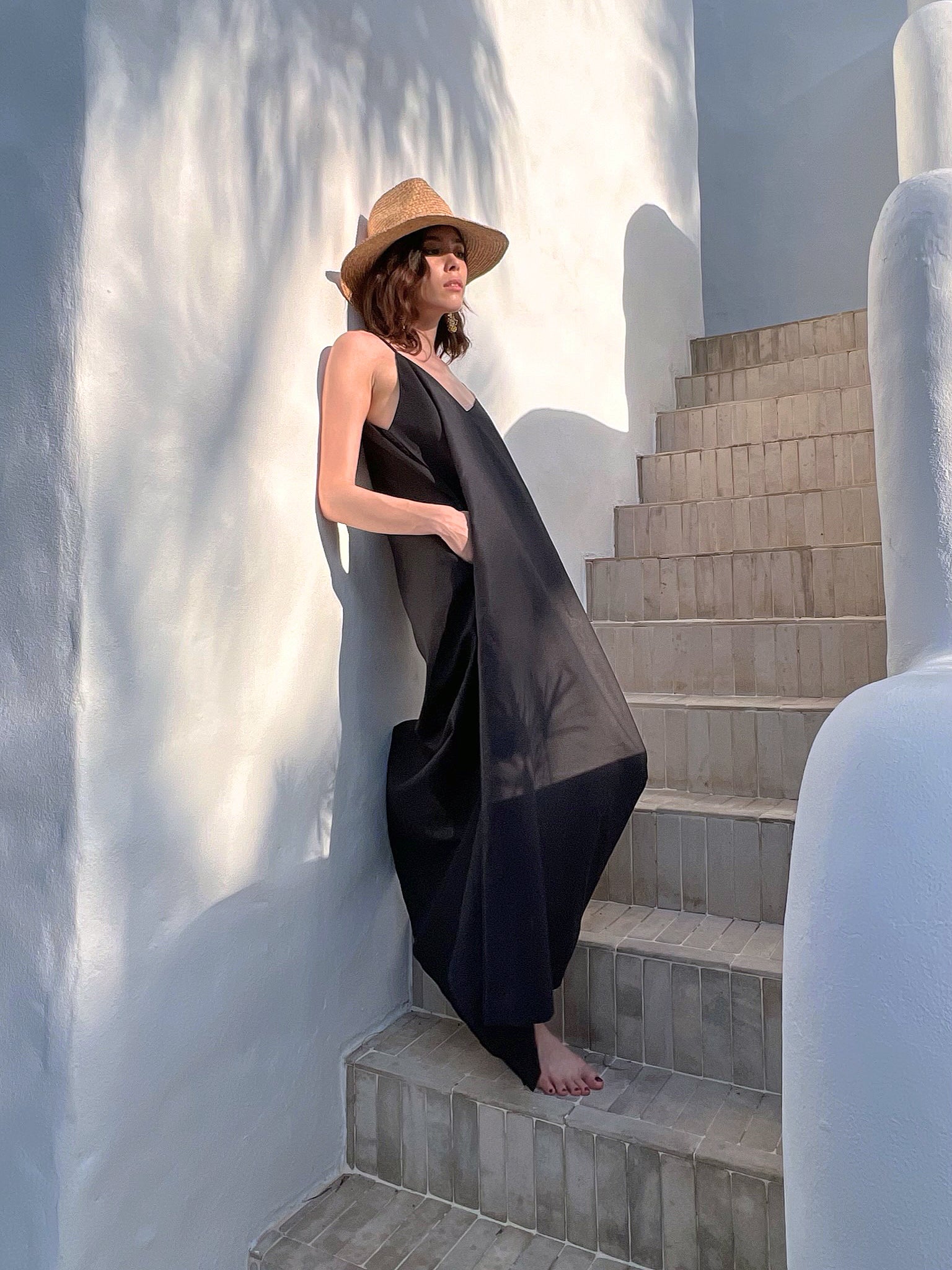 Black linen 2024 summer dress