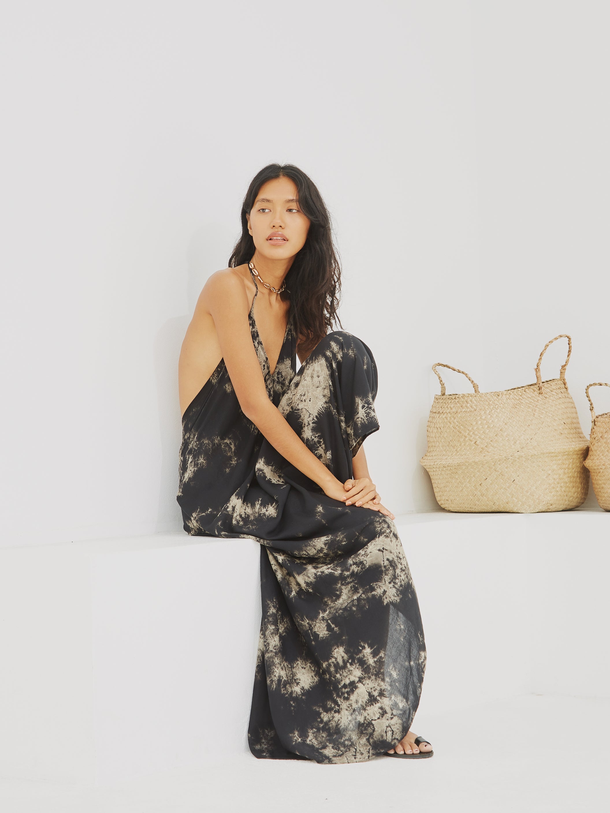 Flamingo Tie Dye Maxi Dress - Marble