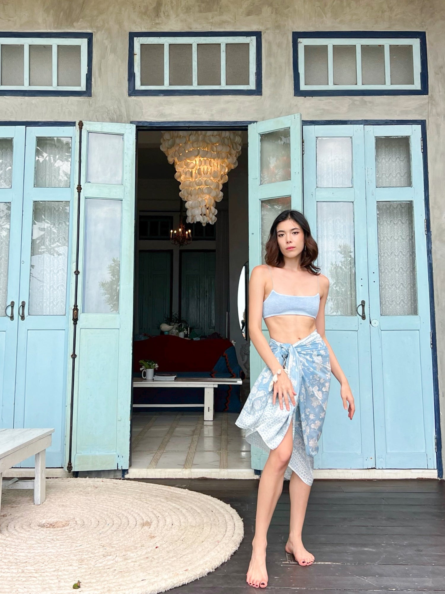 Lola Bougainvillea Sarong - Blue