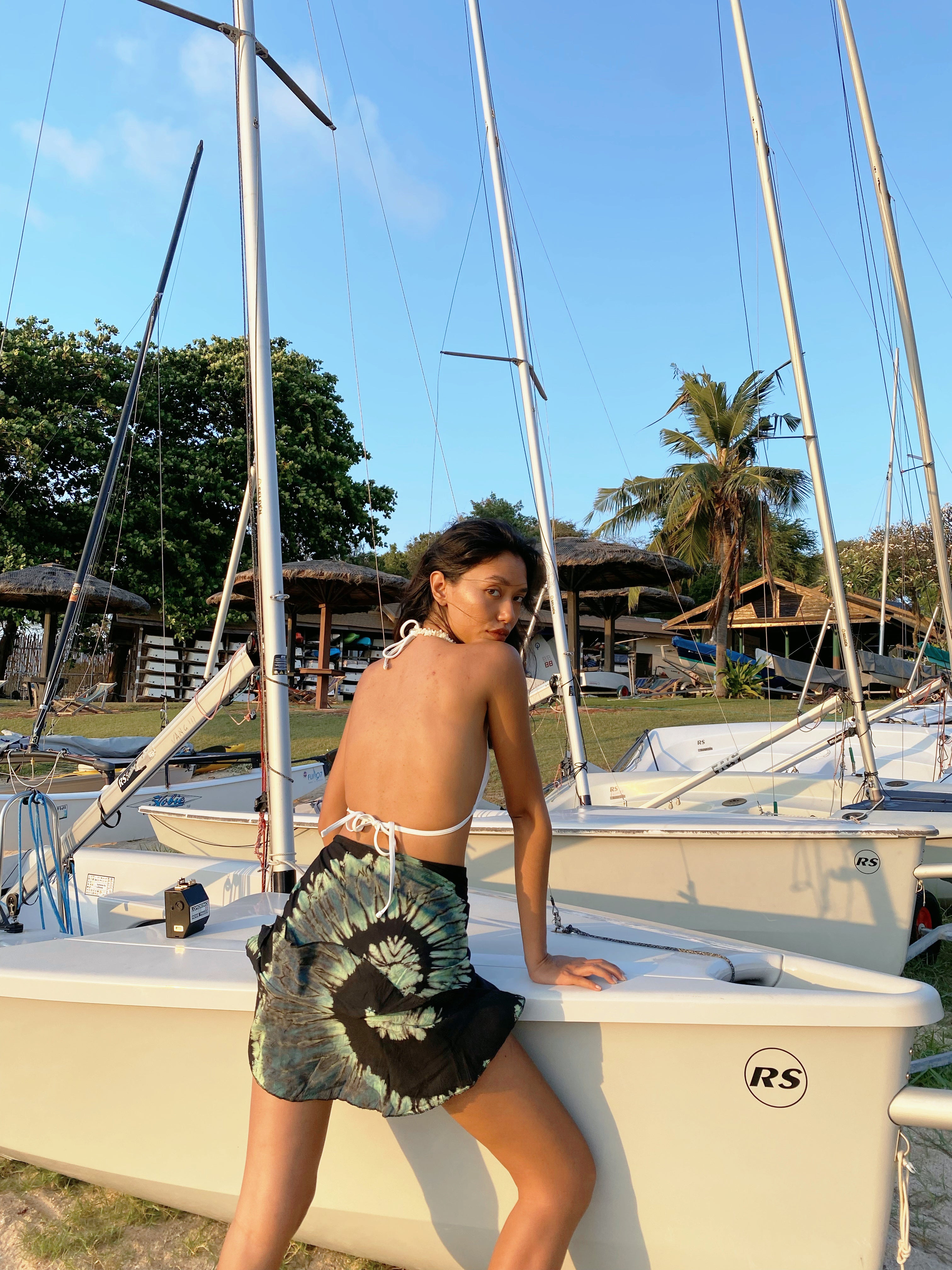 Seashell Tie dye mini wrap skirt - Black/Green