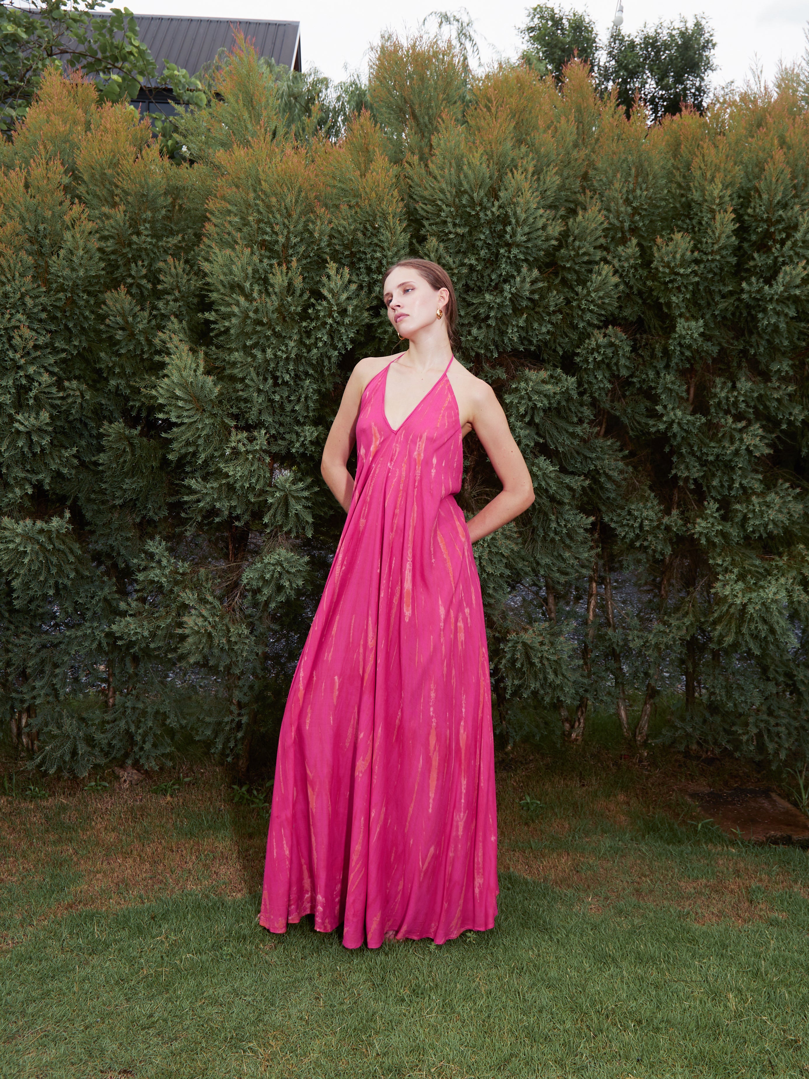 NOMAD Fuchsia Tie Dye Maxi Dress