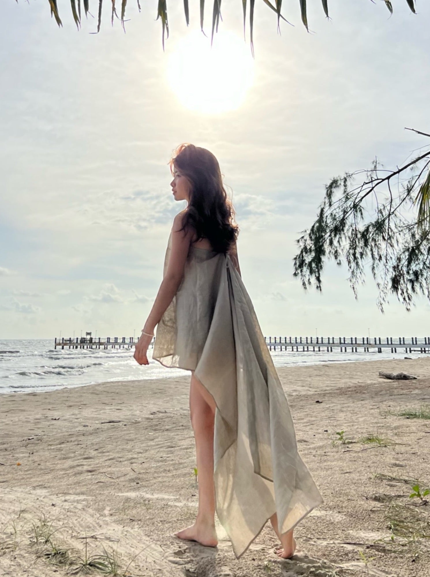 Be summer-ready with this beige linen beach cover up tunic – perfect for a day at the beach!