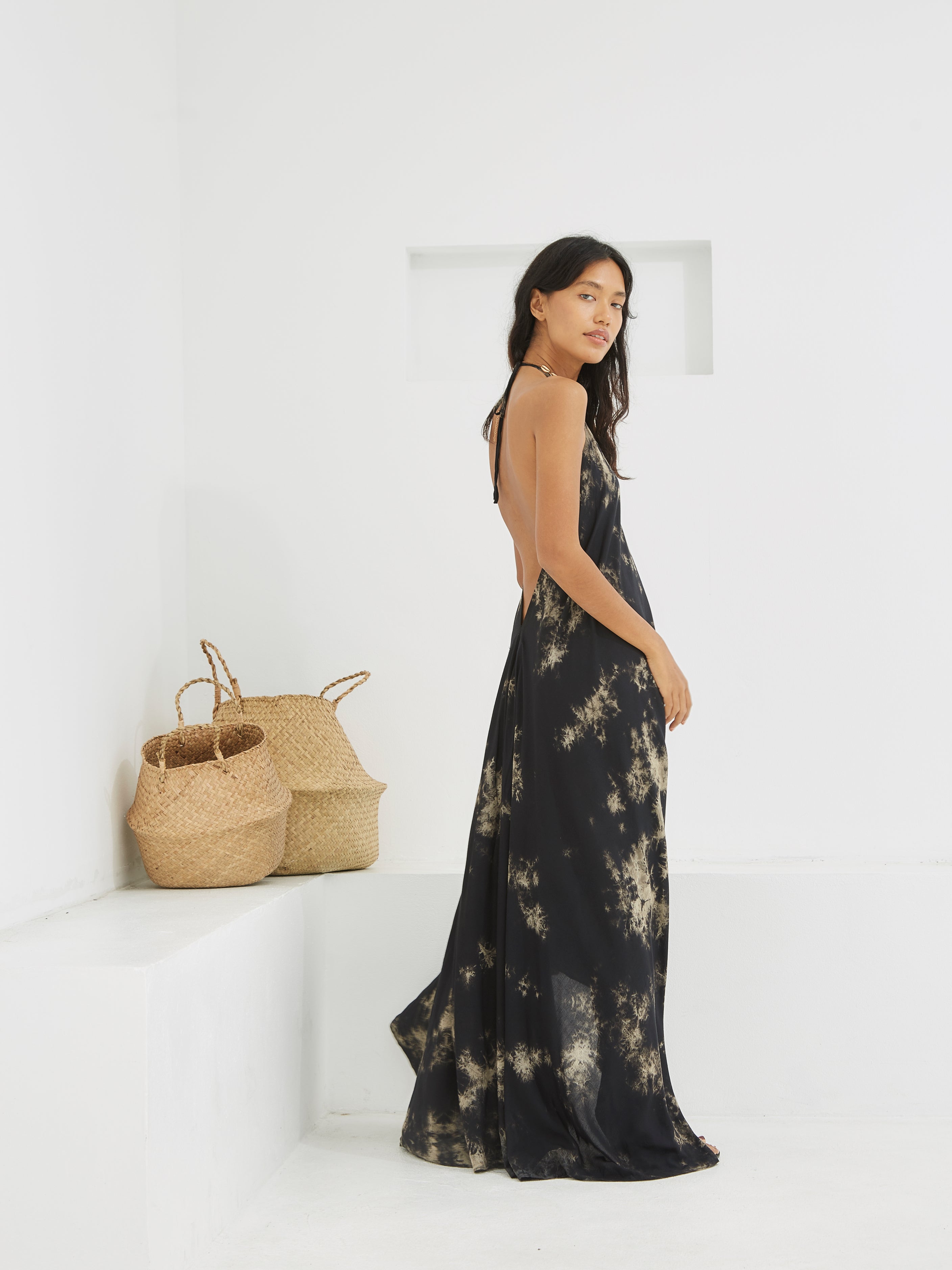 Flamingo Tie Dye Maxi Dress - Marble