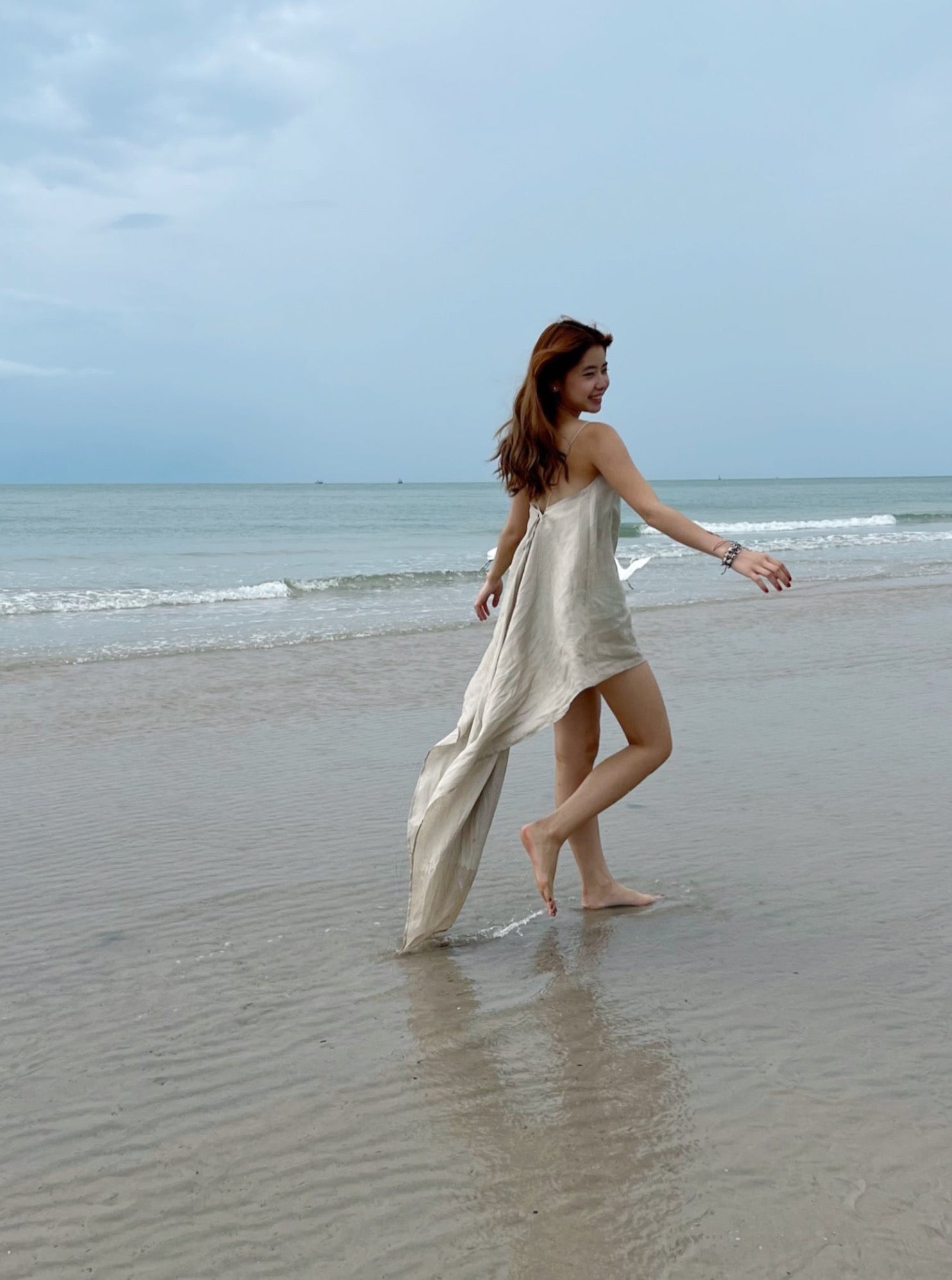Be summer-ready with this beige linen beach cover up tunic – perfect for a day at the beach!