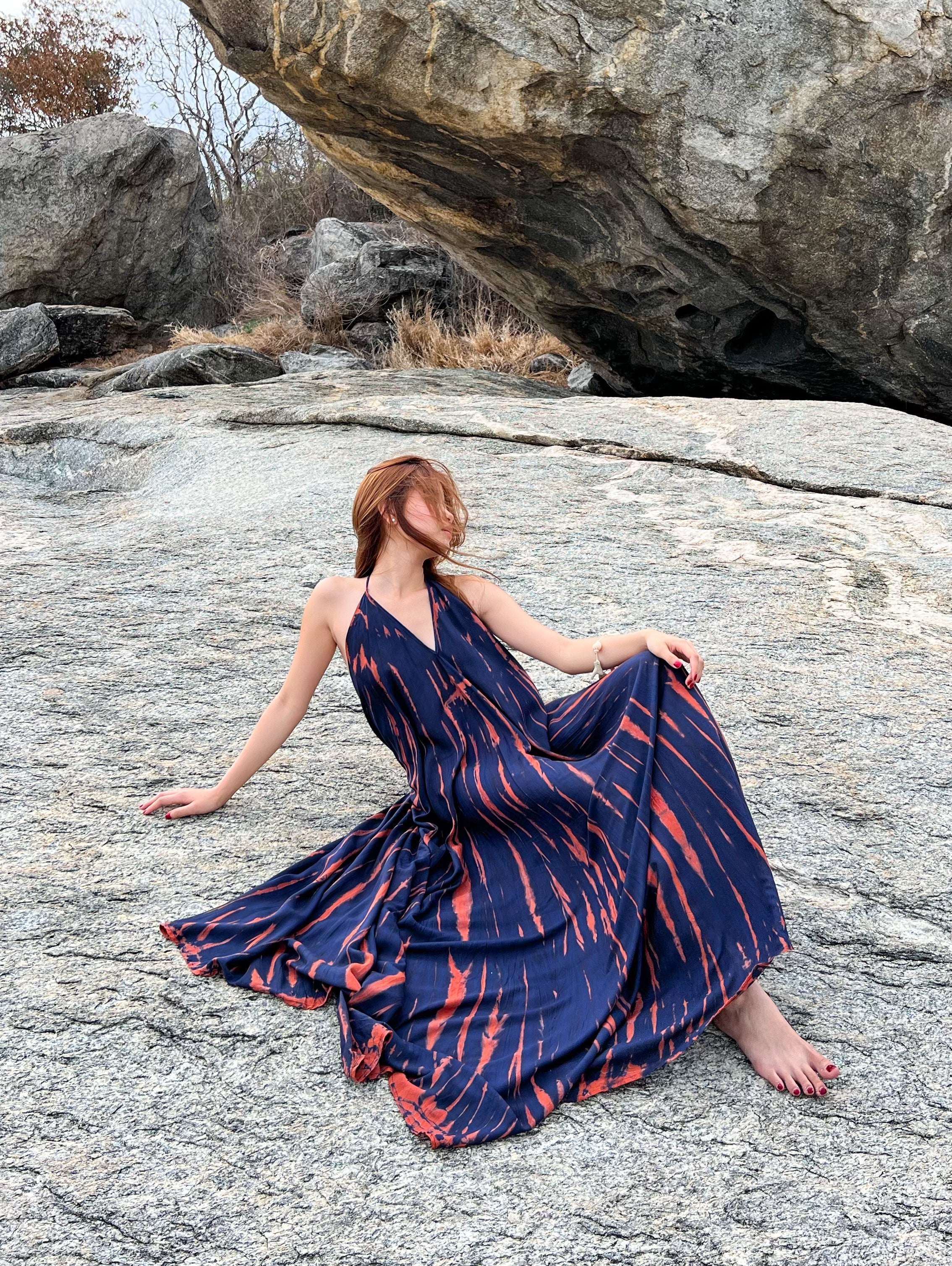 NOMAD Navy Tie-Dye Maxi Dress