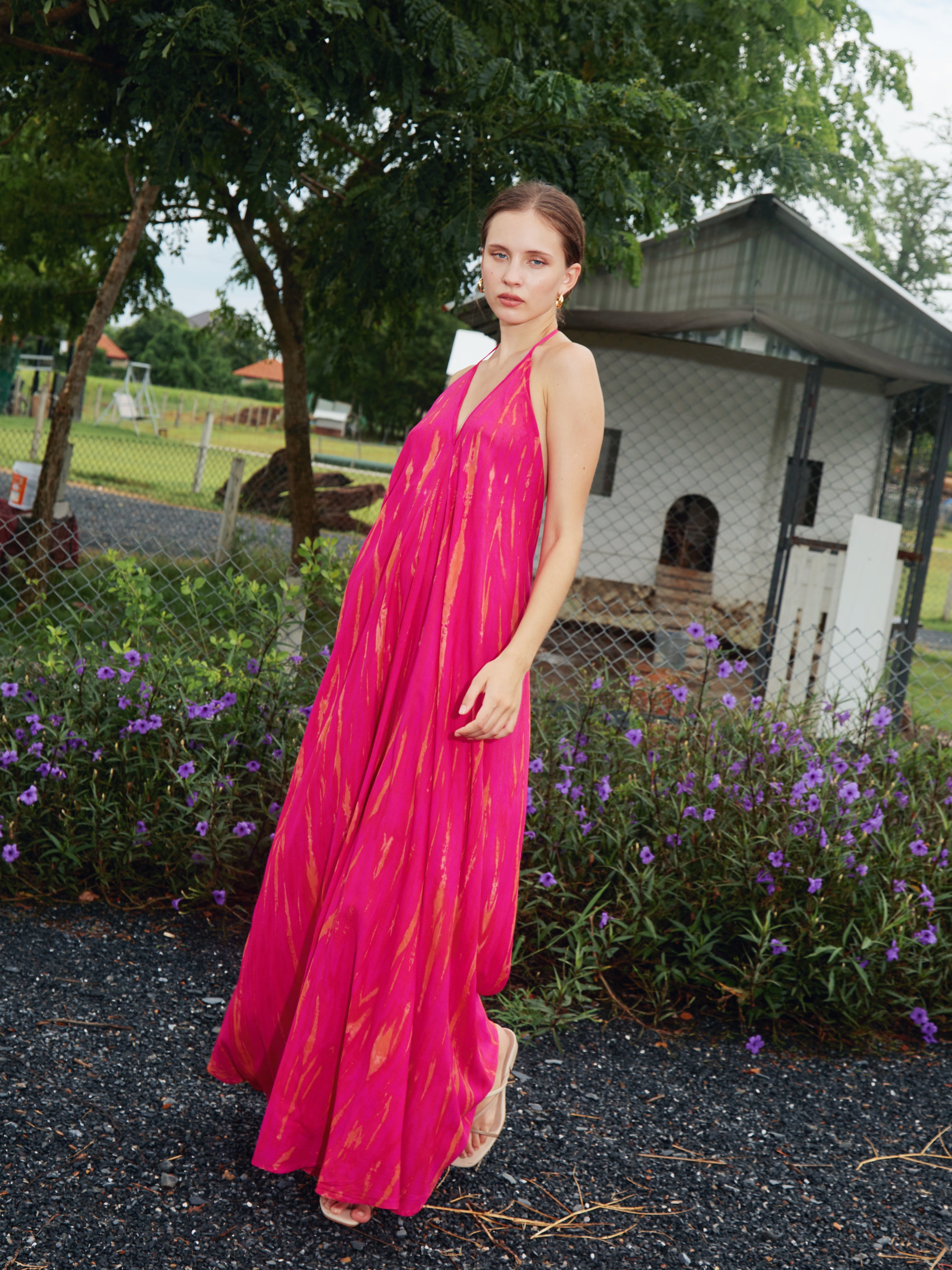 NOMAD Fuchsia Tie Dye Maxi Dress