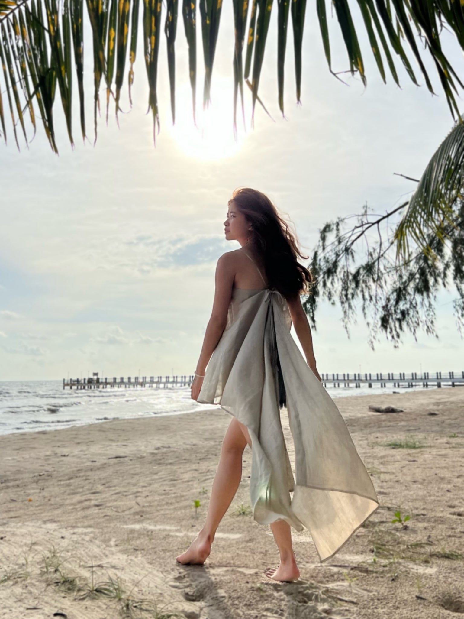 Be summer-ready with this beige linen beach cover up tunic – perfect for a day at the beach! 