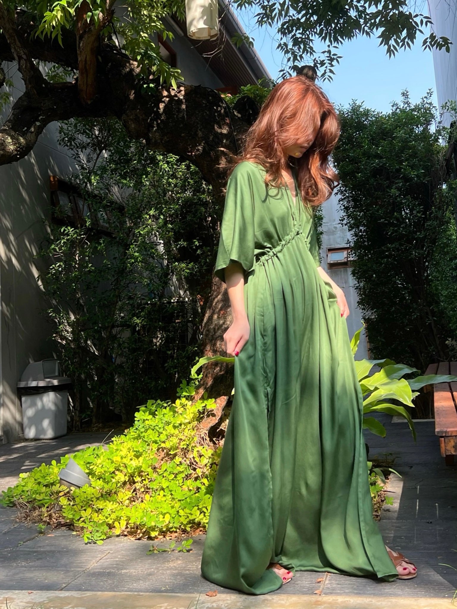 Dress in limitless comfort and elegance with our Goddess Kaftan Maxi Dress. With a flowy skirt and a V neck, this modal maxi dress is the perfect vacation wear.