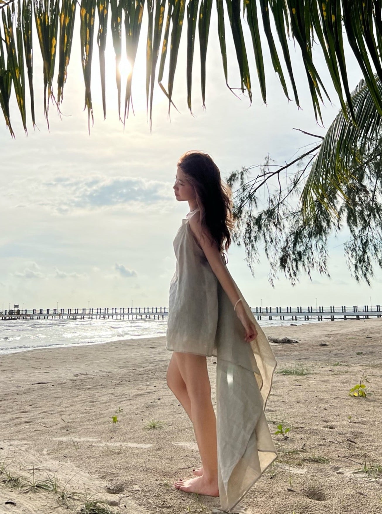 Lana Linen Beach Cover up Tunic - Beige