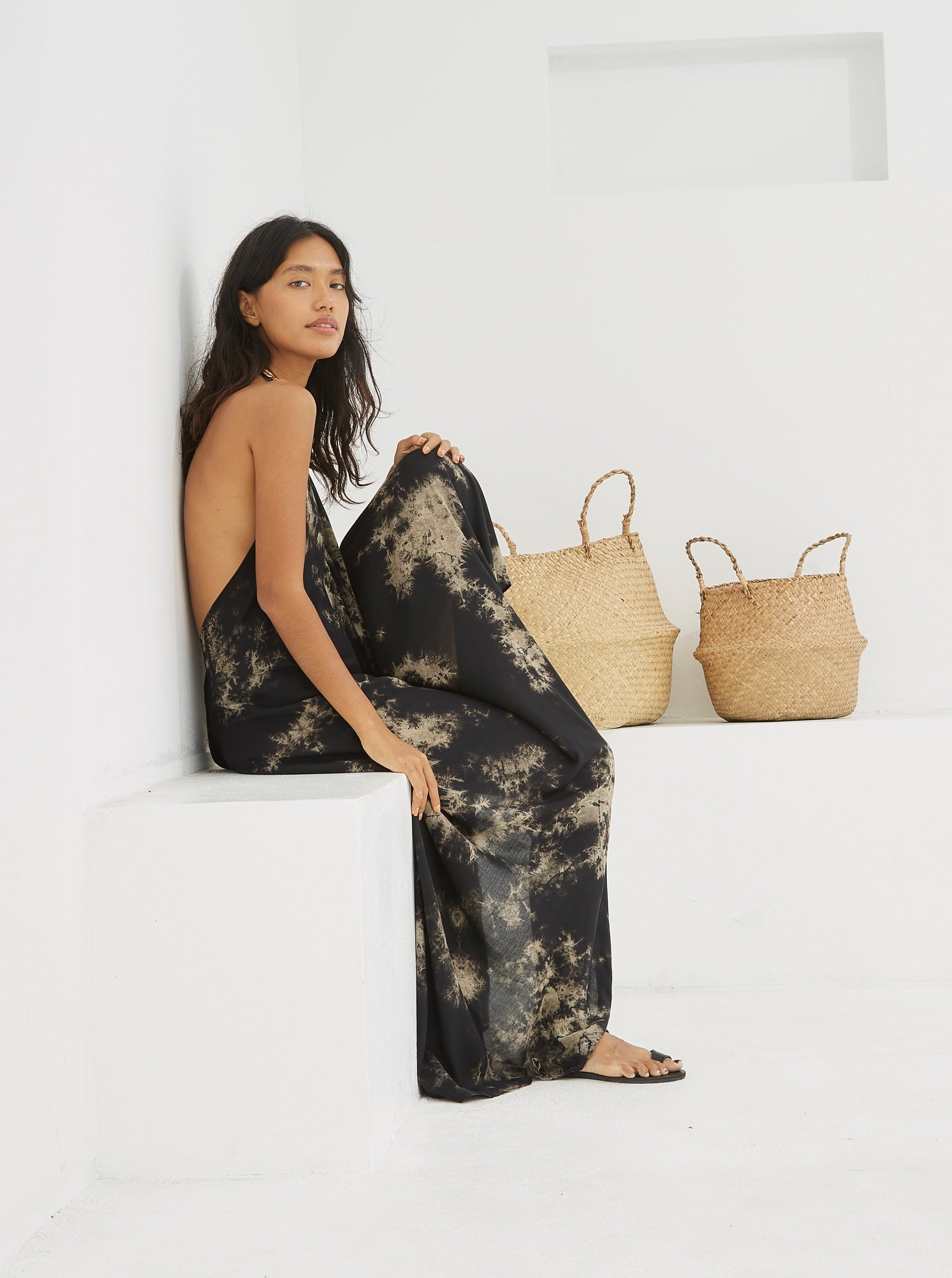 Flamingo Tie Dye Maxi Dress - Marble
