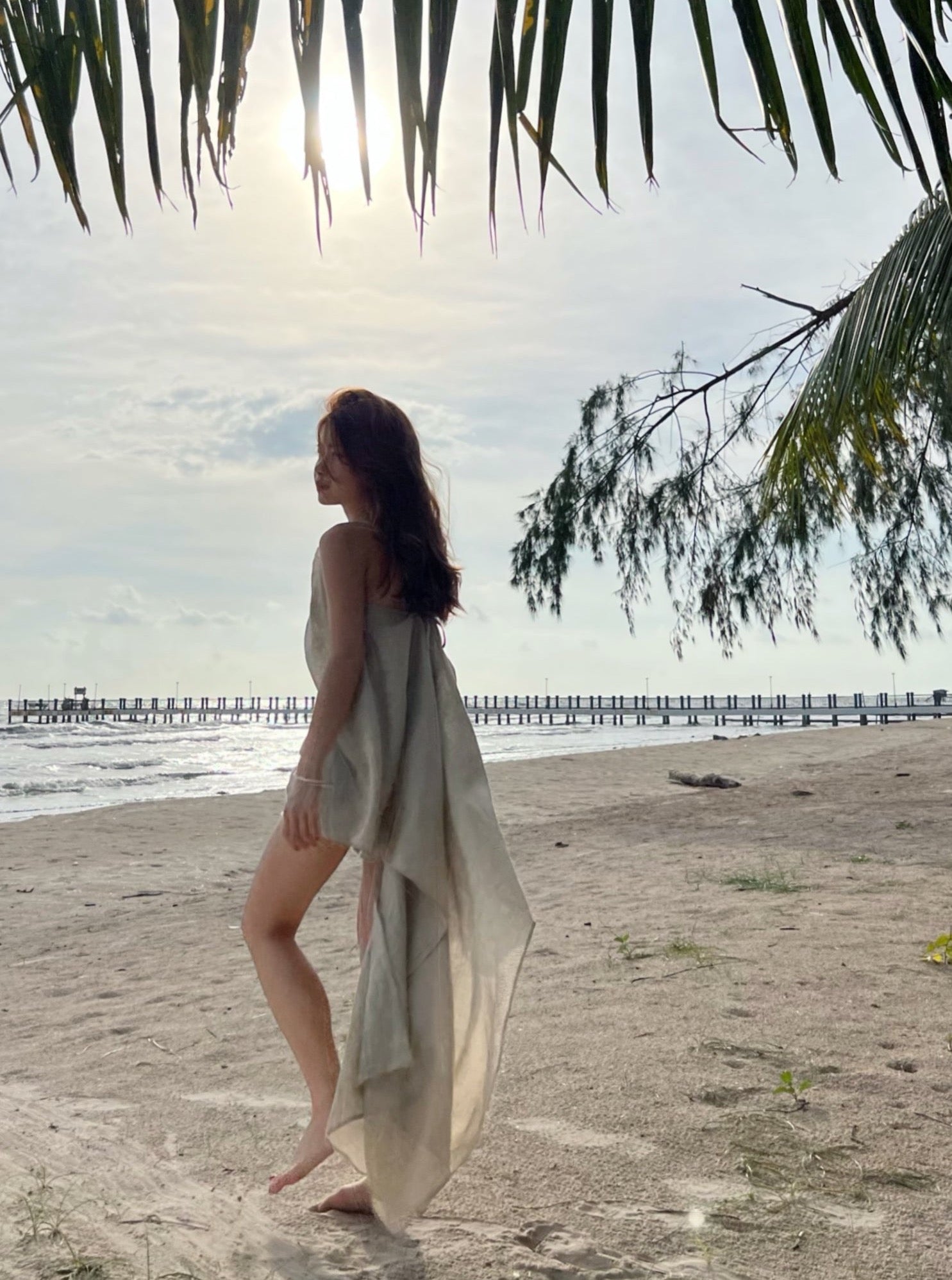 Be summer-ready with this beige linen beach cover up tunic – perfect for a day at the beach!