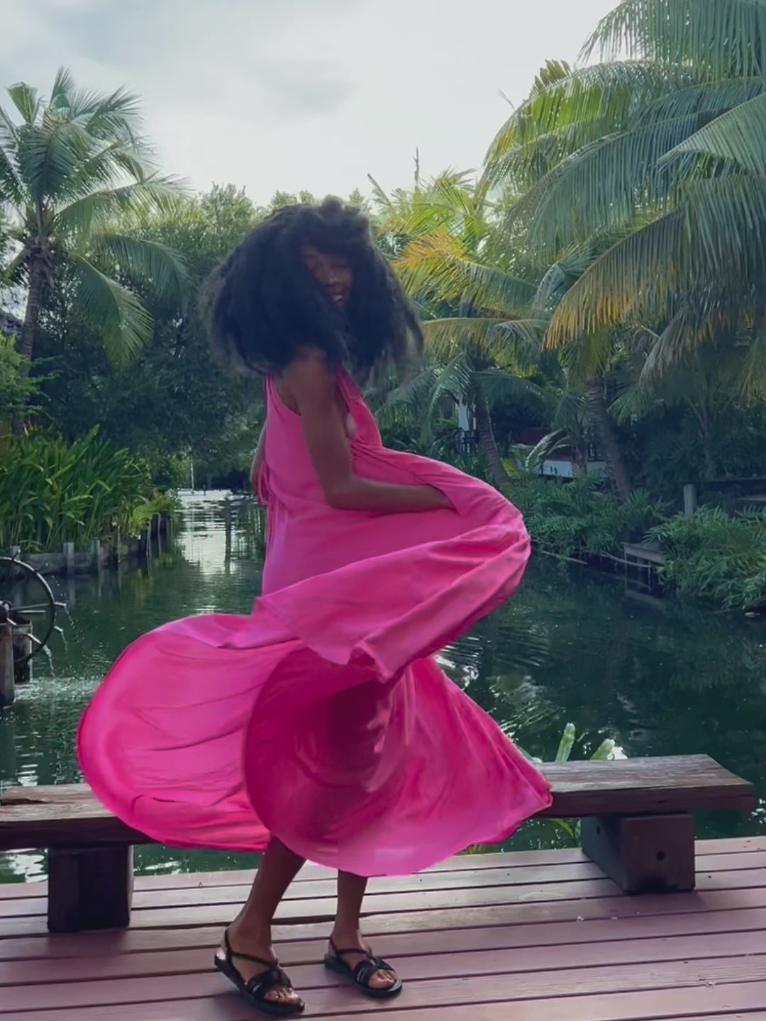 Shop Convertible Maxi Dress - Hot Pink, Long Dress in Hot Pink, Wedding guest dress in pink, Oversized long dress in pink with Coco de Chom?