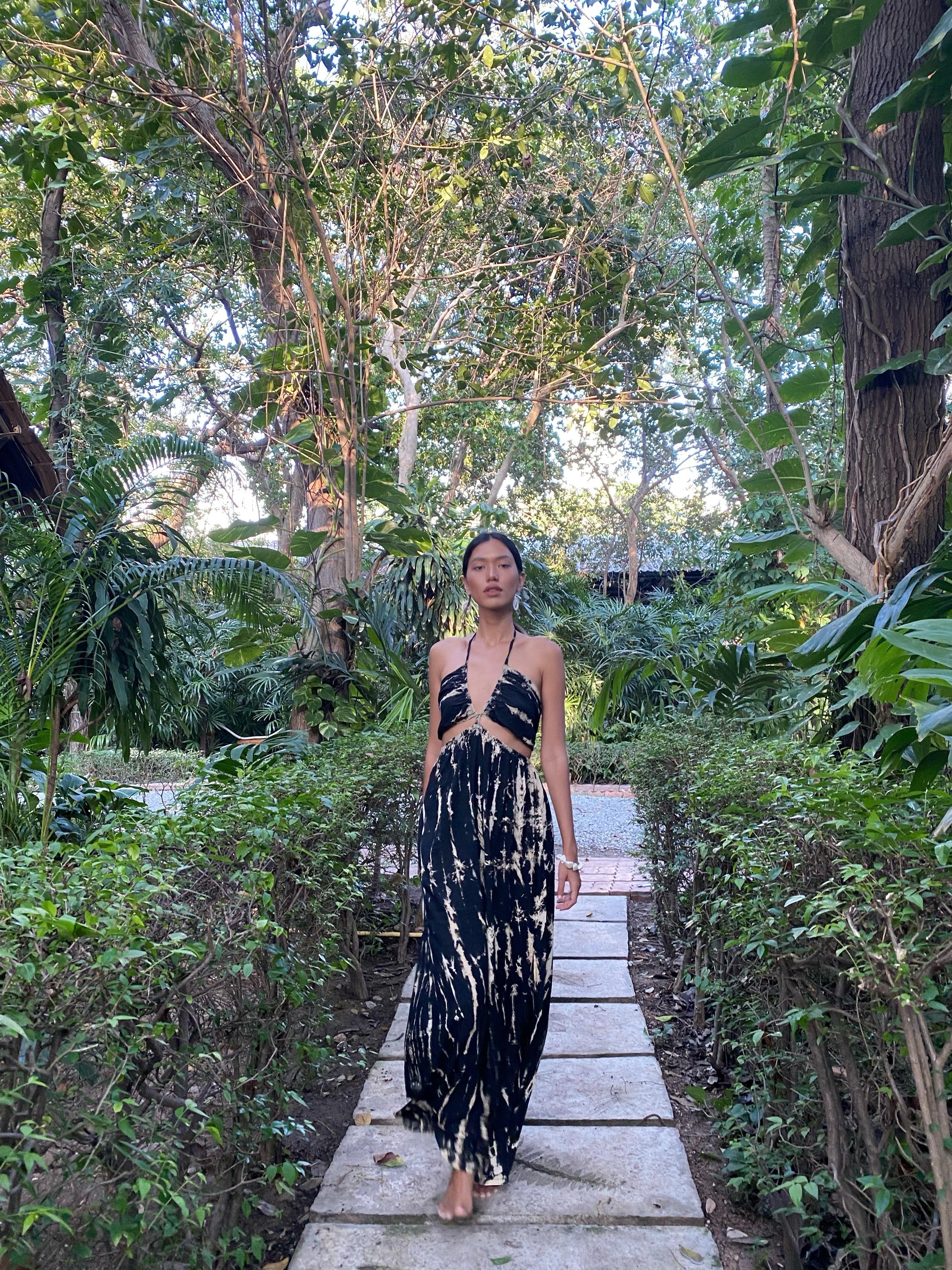 Selena Cut out Dress in Tie dye- Beach Maxi Dress | Coco De Chom