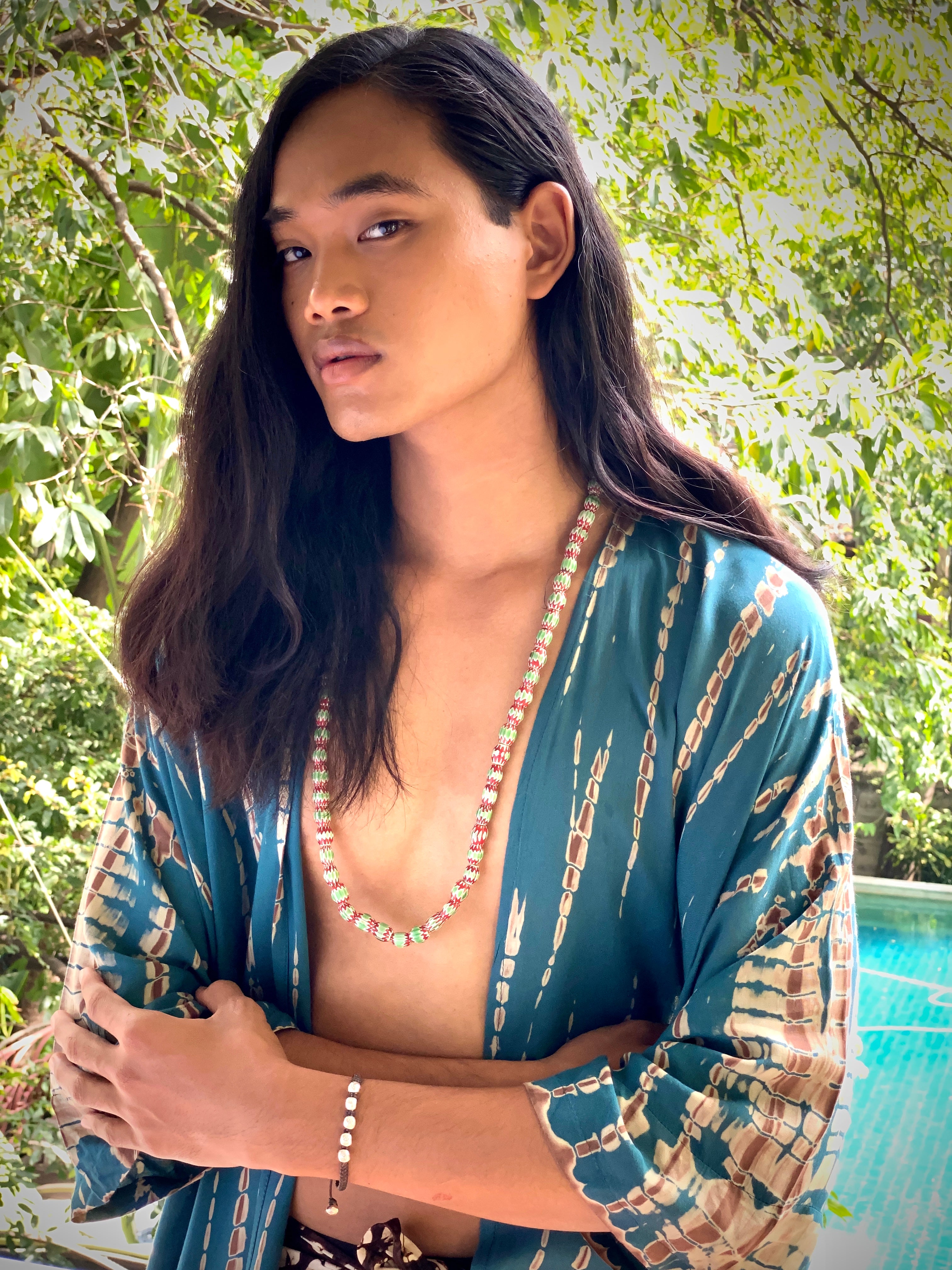 Manee Tie Dye Kimono Robe - Teal
