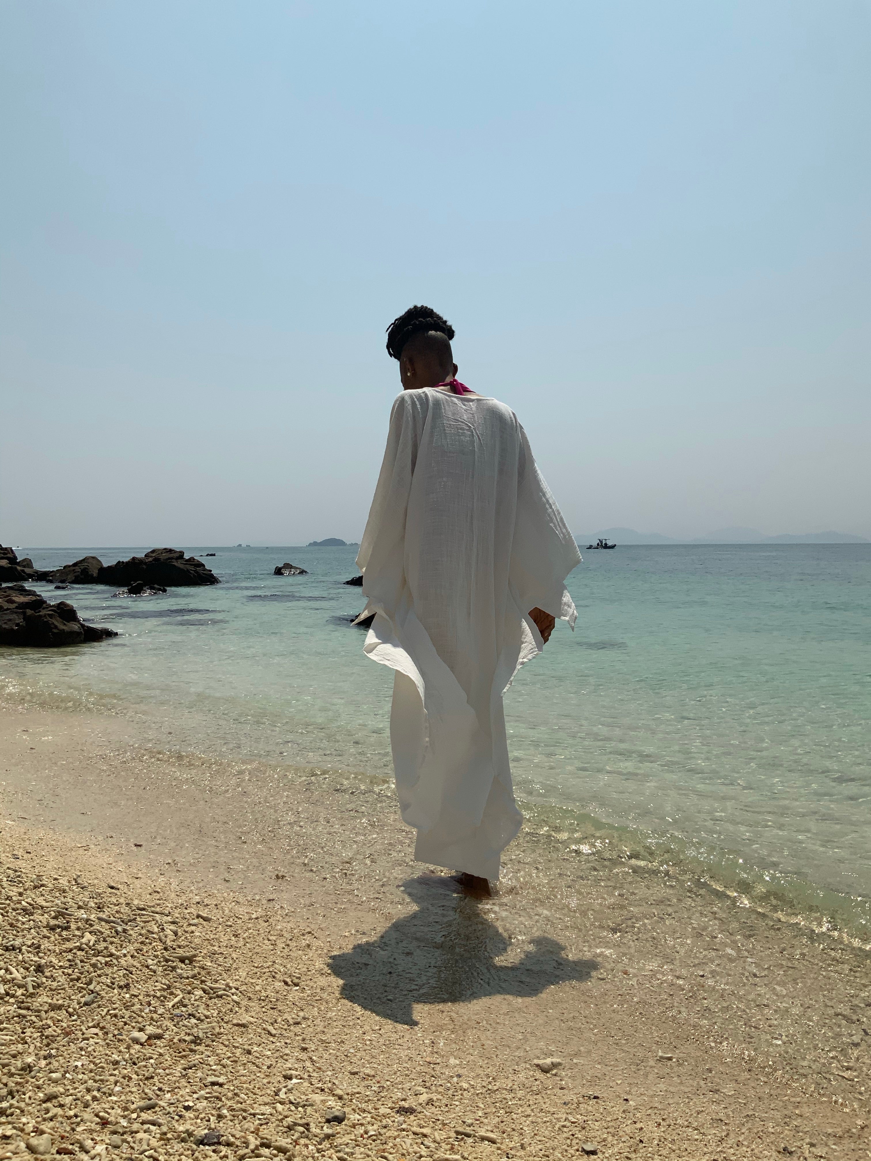 Amara Kaftan Top - White Pearl