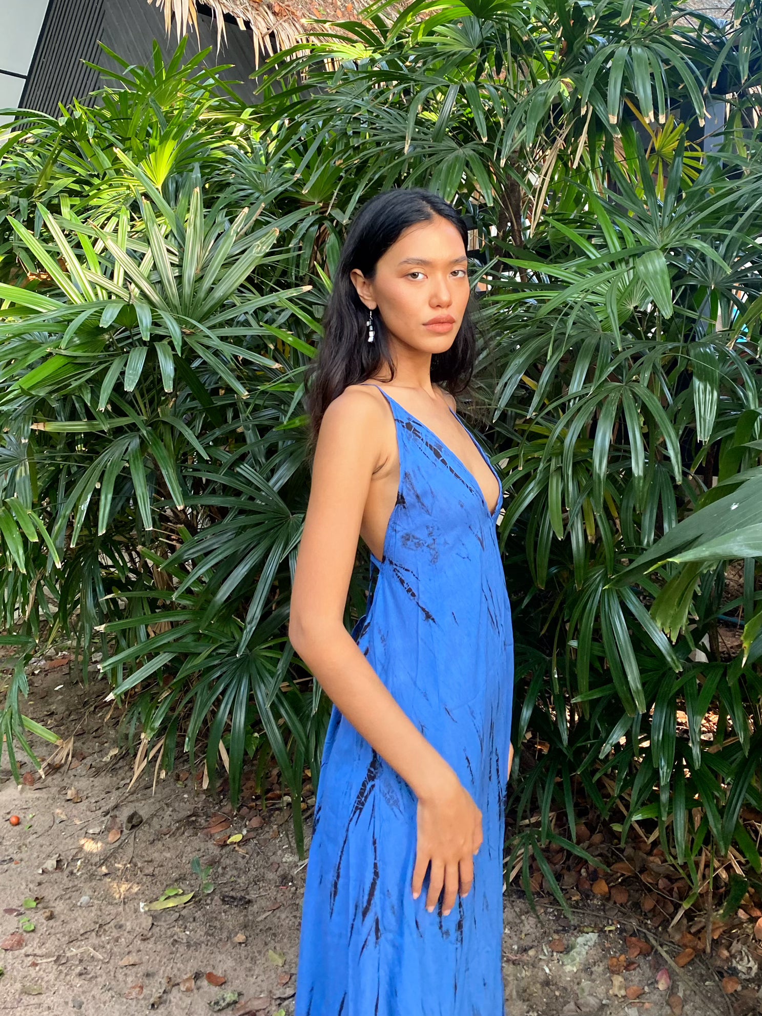 Lulu Tie Dye Slip Maxi Dress - Blue