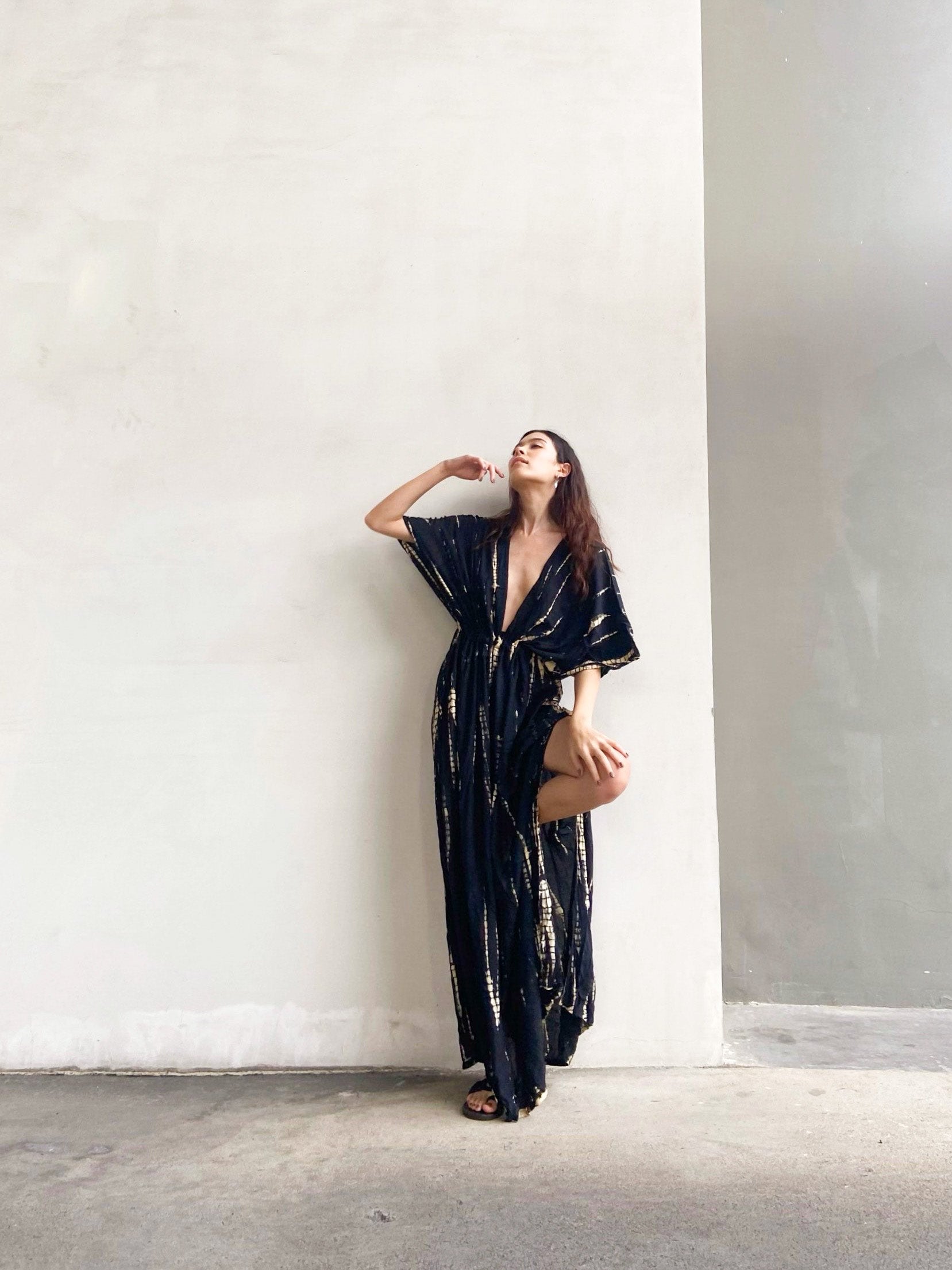 Goddess Kaftan Maxi Dress- Black Kaftan | Tie Dye Goddess Gown
