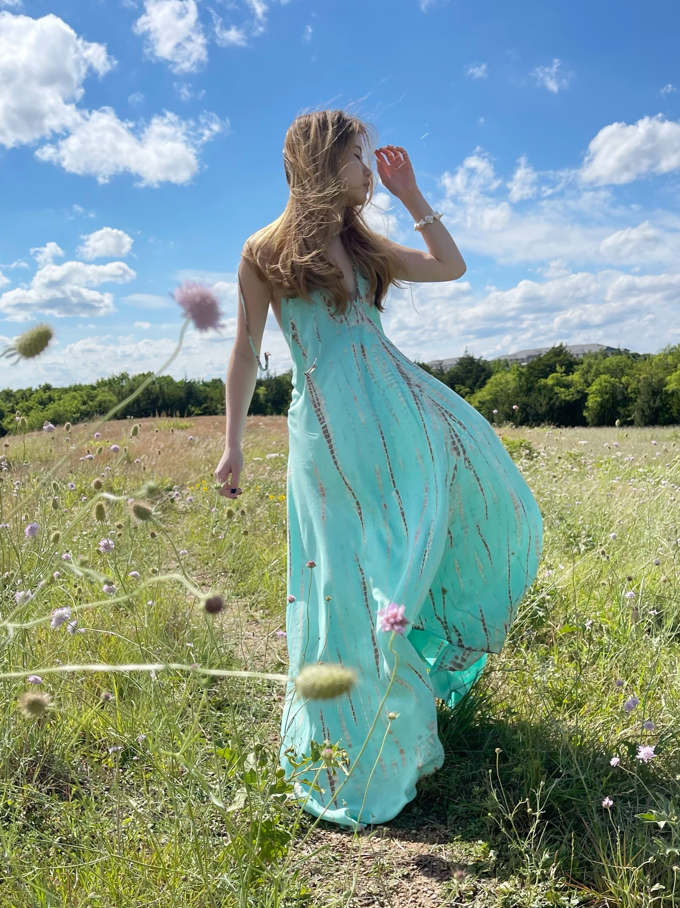 Flamingo Tie Dye Maxi Dress - Mint