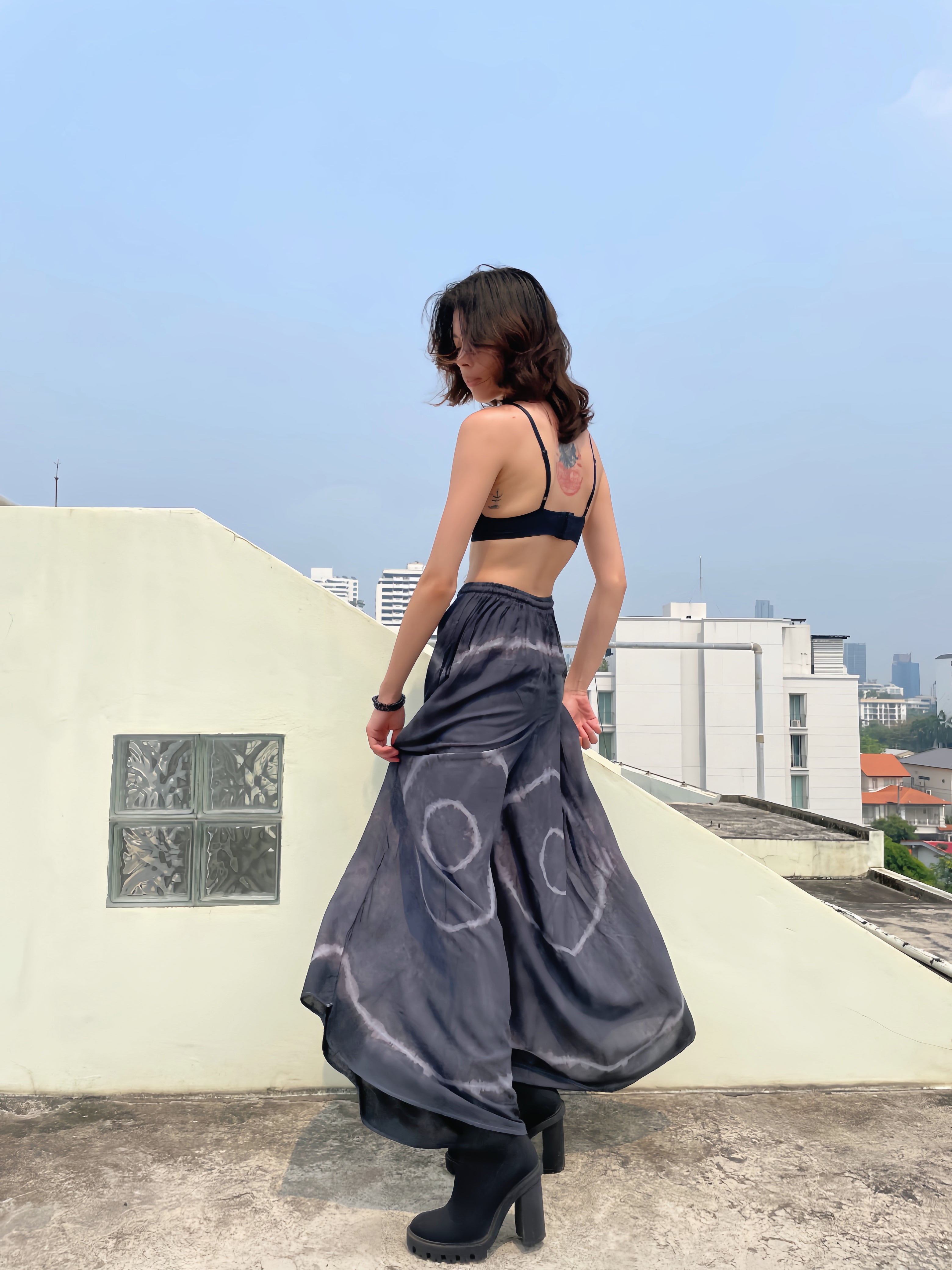 Spider Tie Dye Wide-leg Pants - Gray