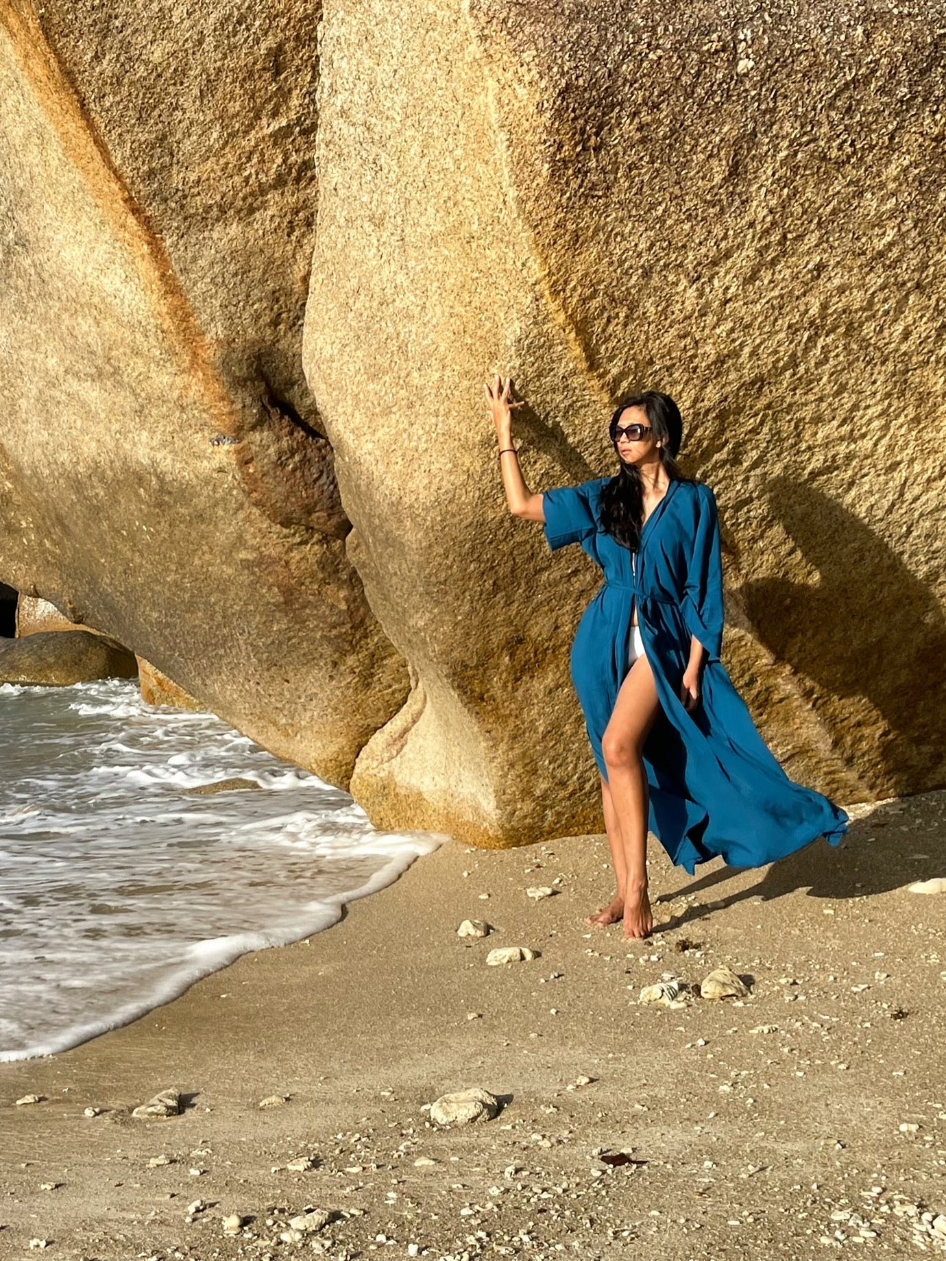 Grace - Long Kimono Robe - French Blue