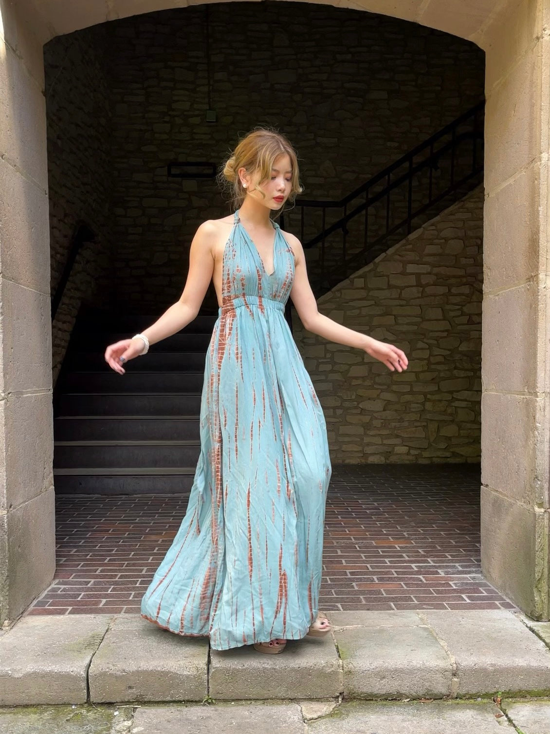Athena Tie dye Maxi Dress - Teal