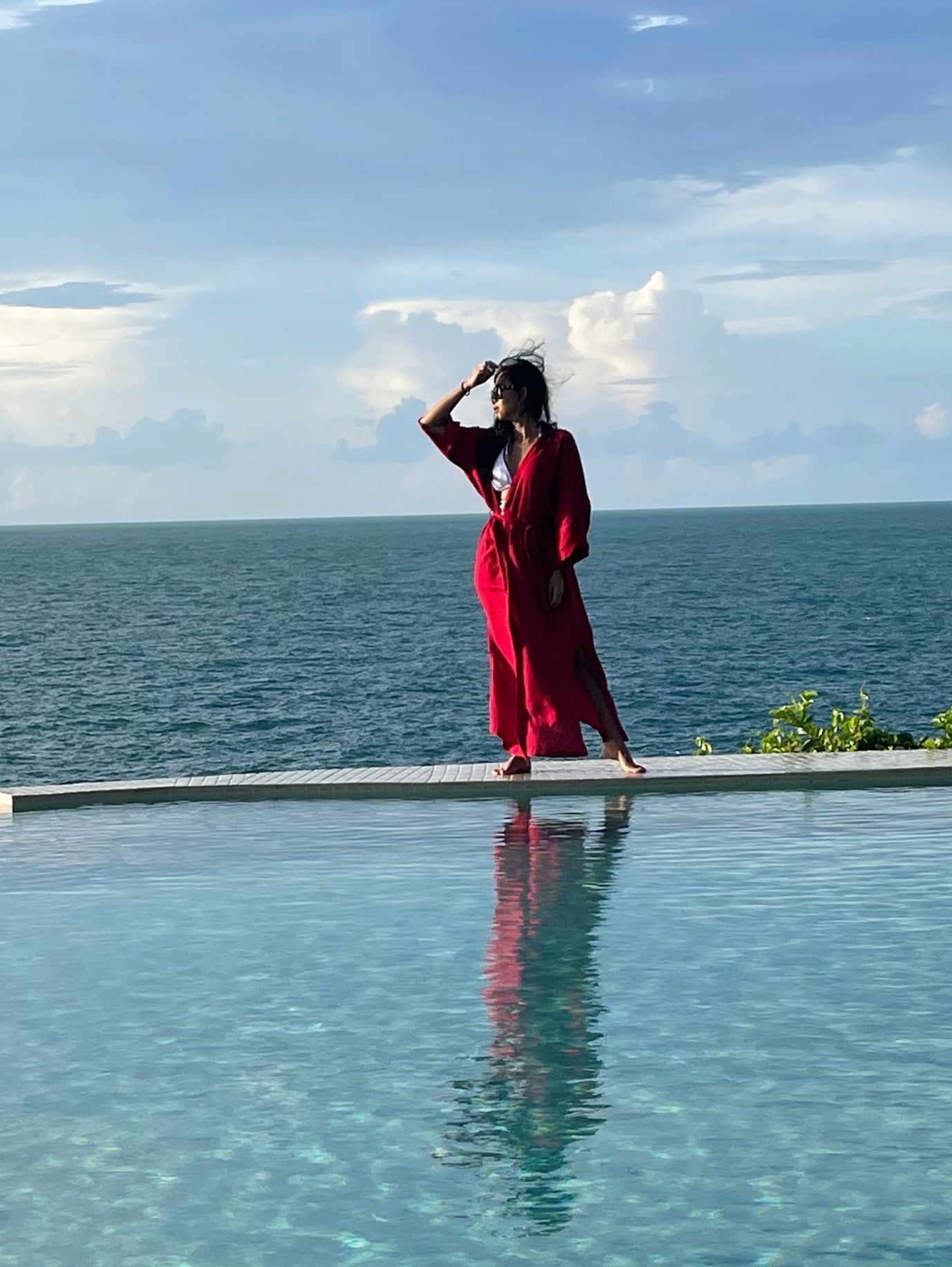 Grace - Long Kimono Robe - Burgundy