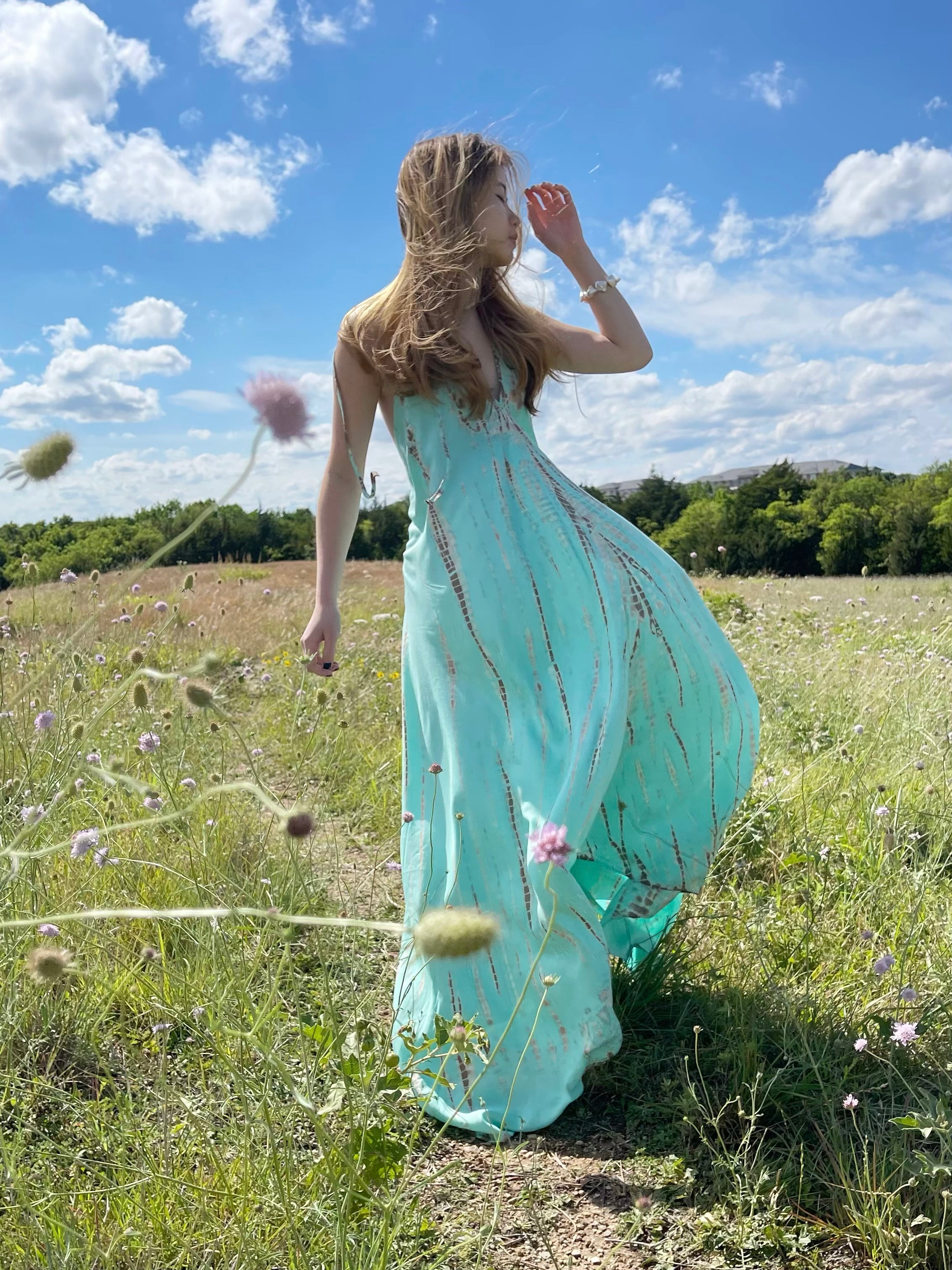Flamingo Tie Dye Maxi Dress - Mint