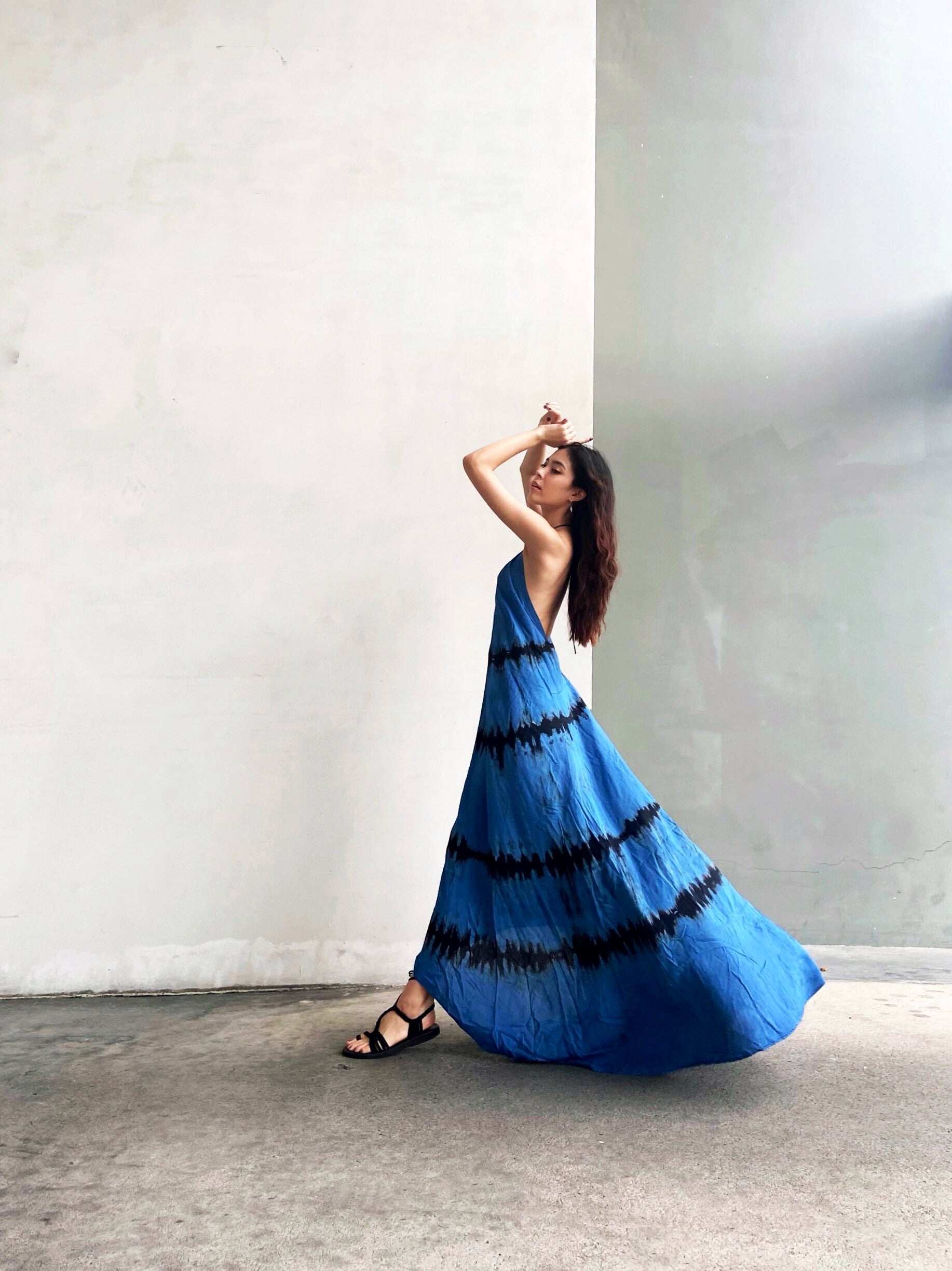 Flamingo Tie dye Maxi Dress - Hand tie dye maxi Dress | Coco De Chom | Summer Maxi Dress