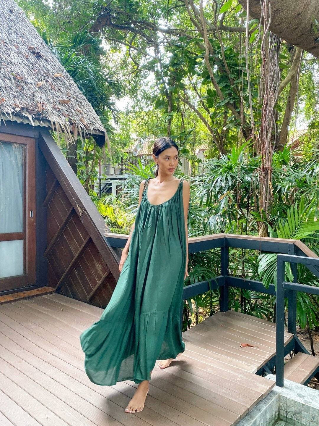 Unleash your inner fashionista with our Green Backless Maxi Dress from Mali - Shop now and stun the crowd!