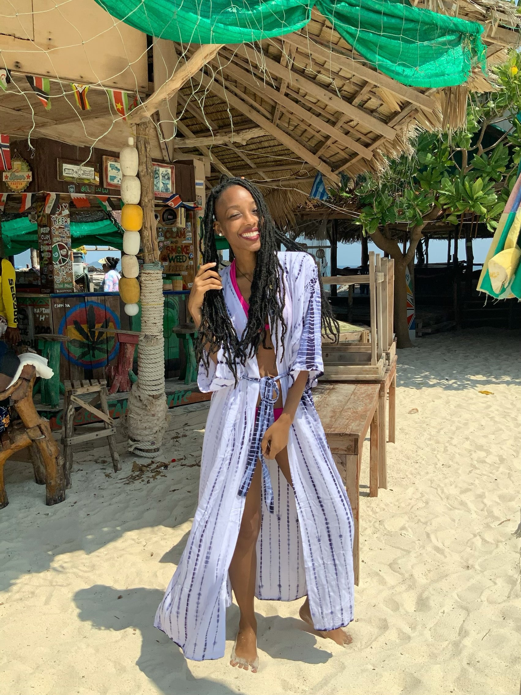Manee Tie Dye Kimono Robe - Indigo