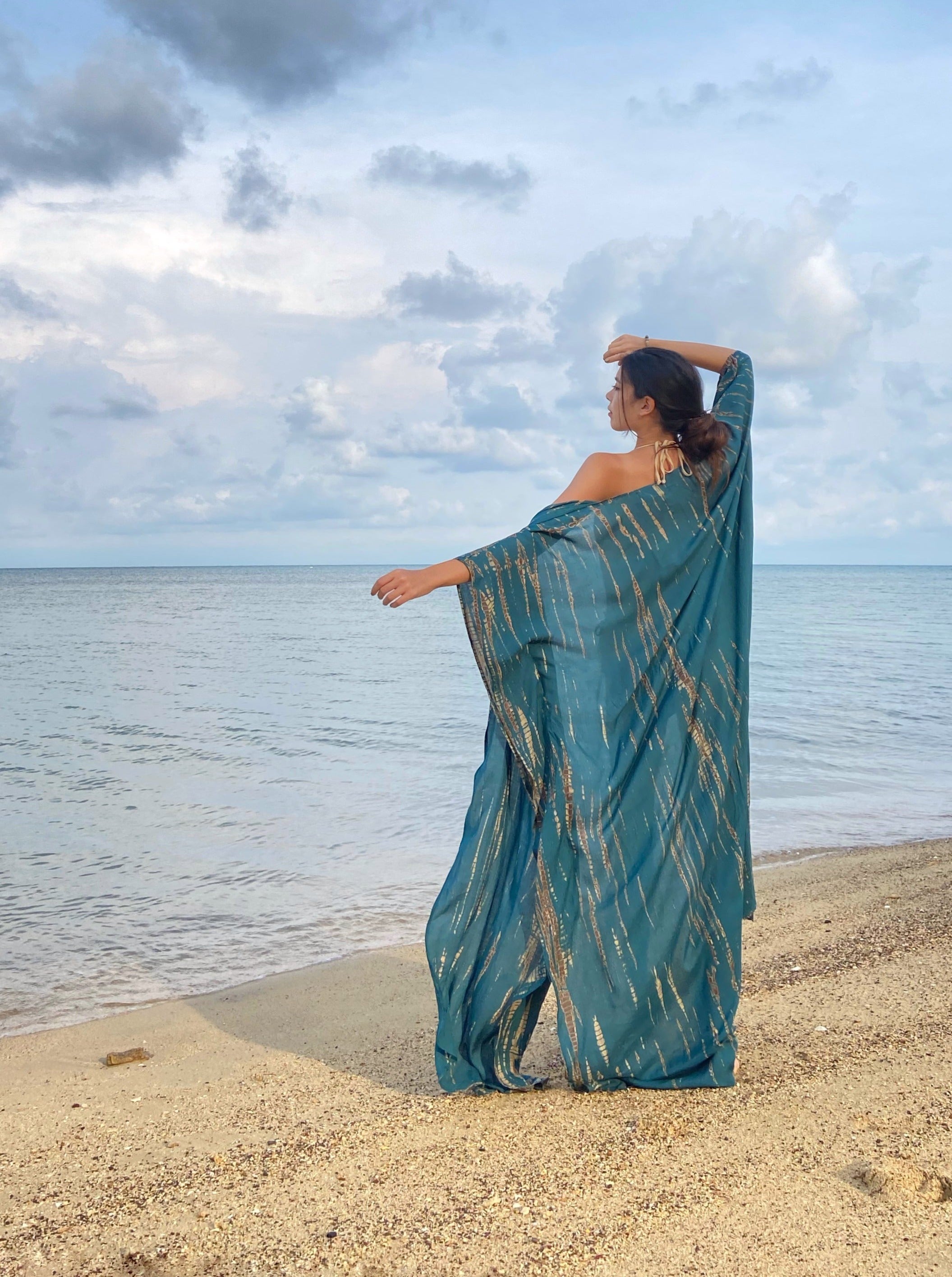 Shop Tie Dye Kaftan Kimono, handcrafted tie dye kimono robe in boho style, perfect for beach coverup, loungewear or summer outfits