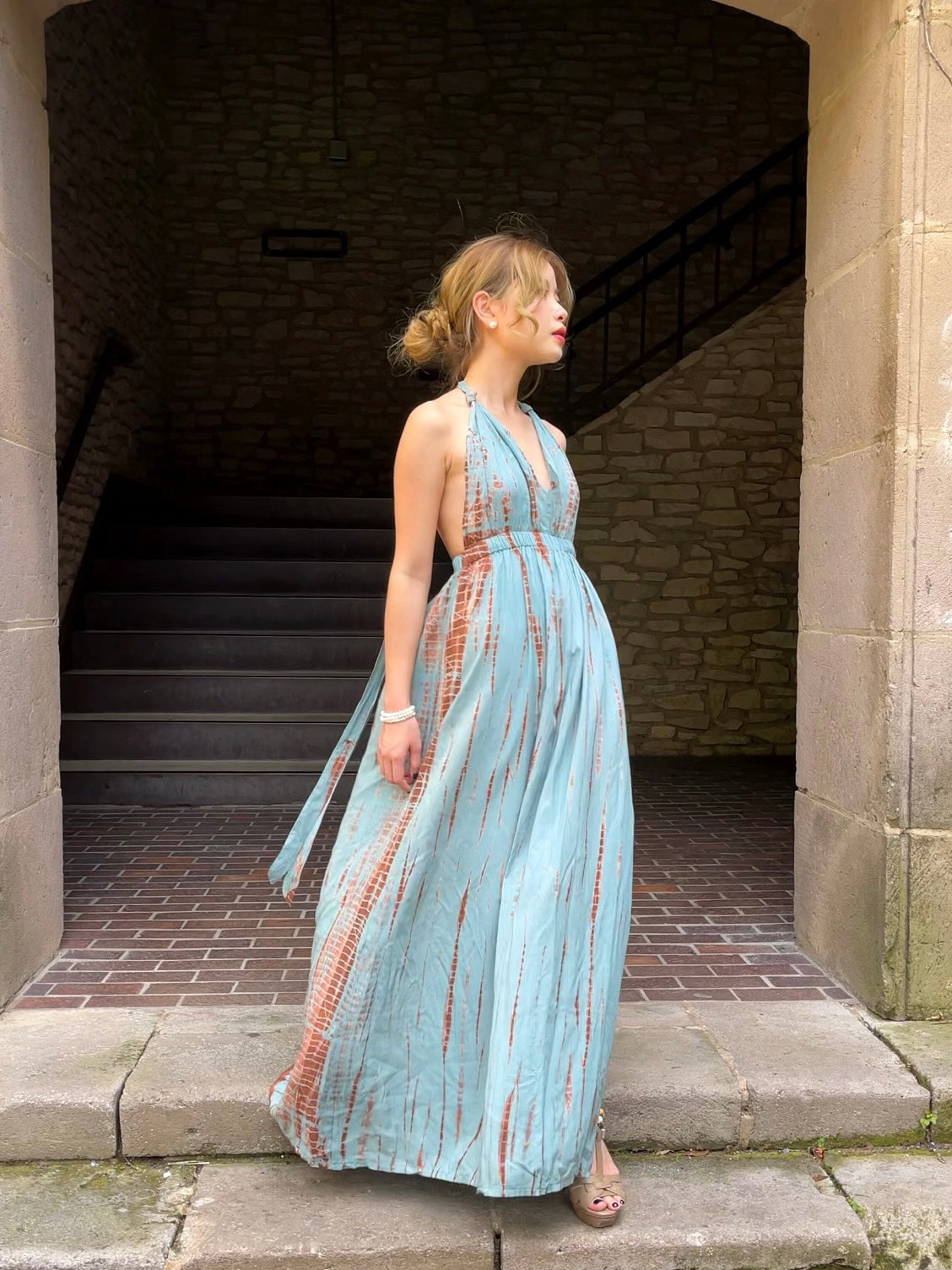 Athena Tie dye Maxi Dress - Teal