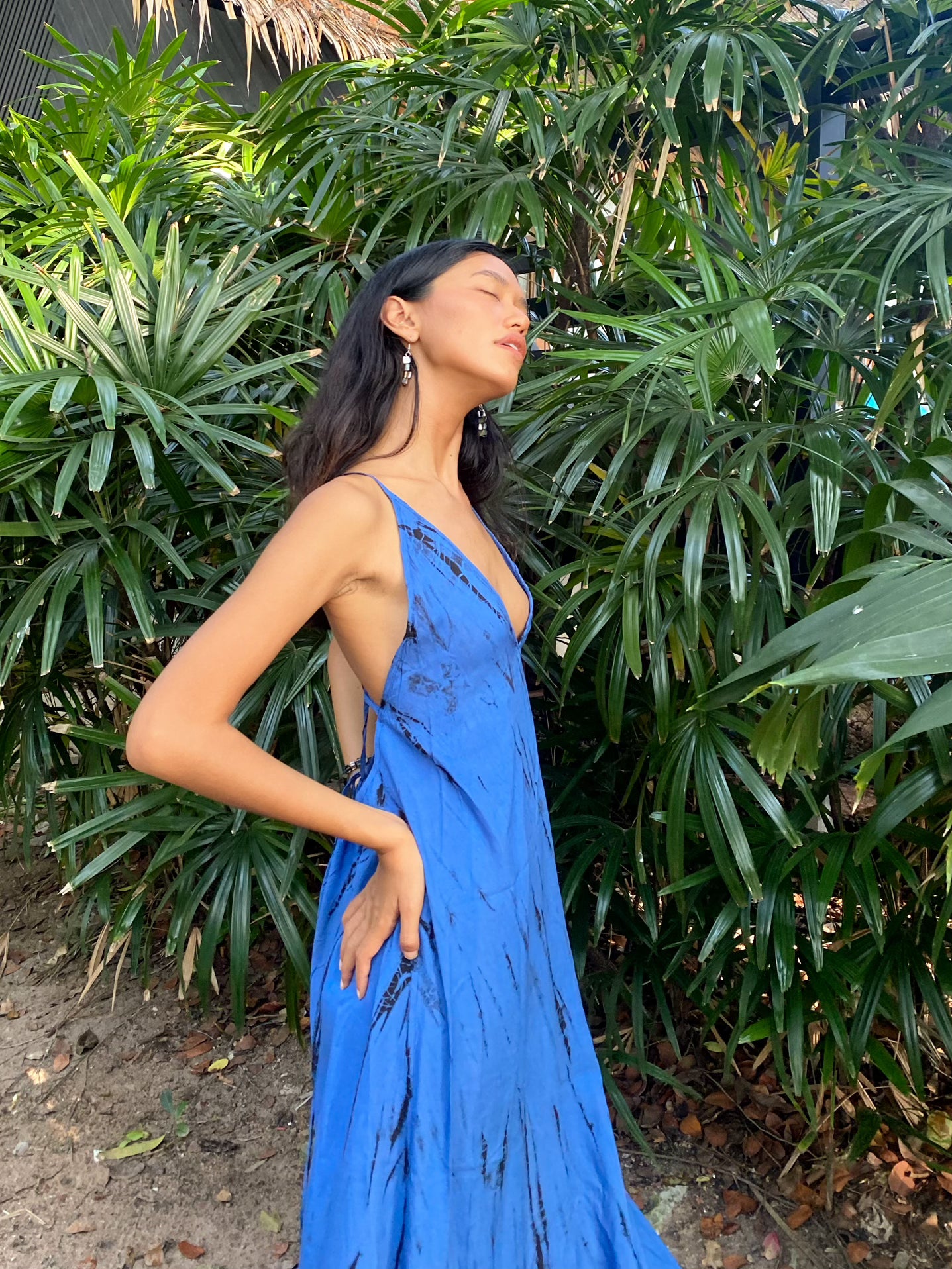 Lulu Tie Dye Slip Maxi Dress - Blue