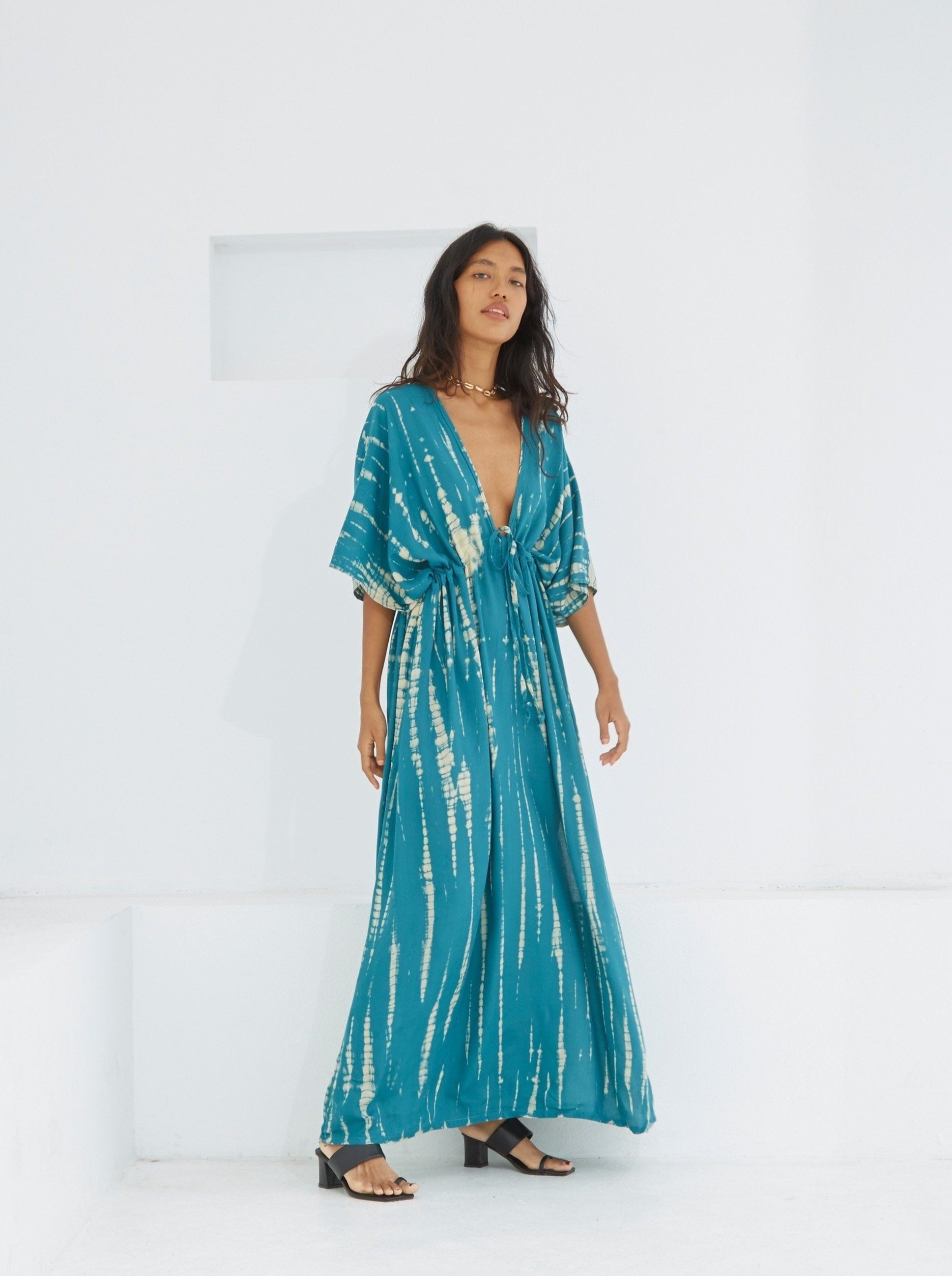 Tie Dye Kaftan maxi Dress - Long Summer Dress | Coco De Chom | Dress for vacation?