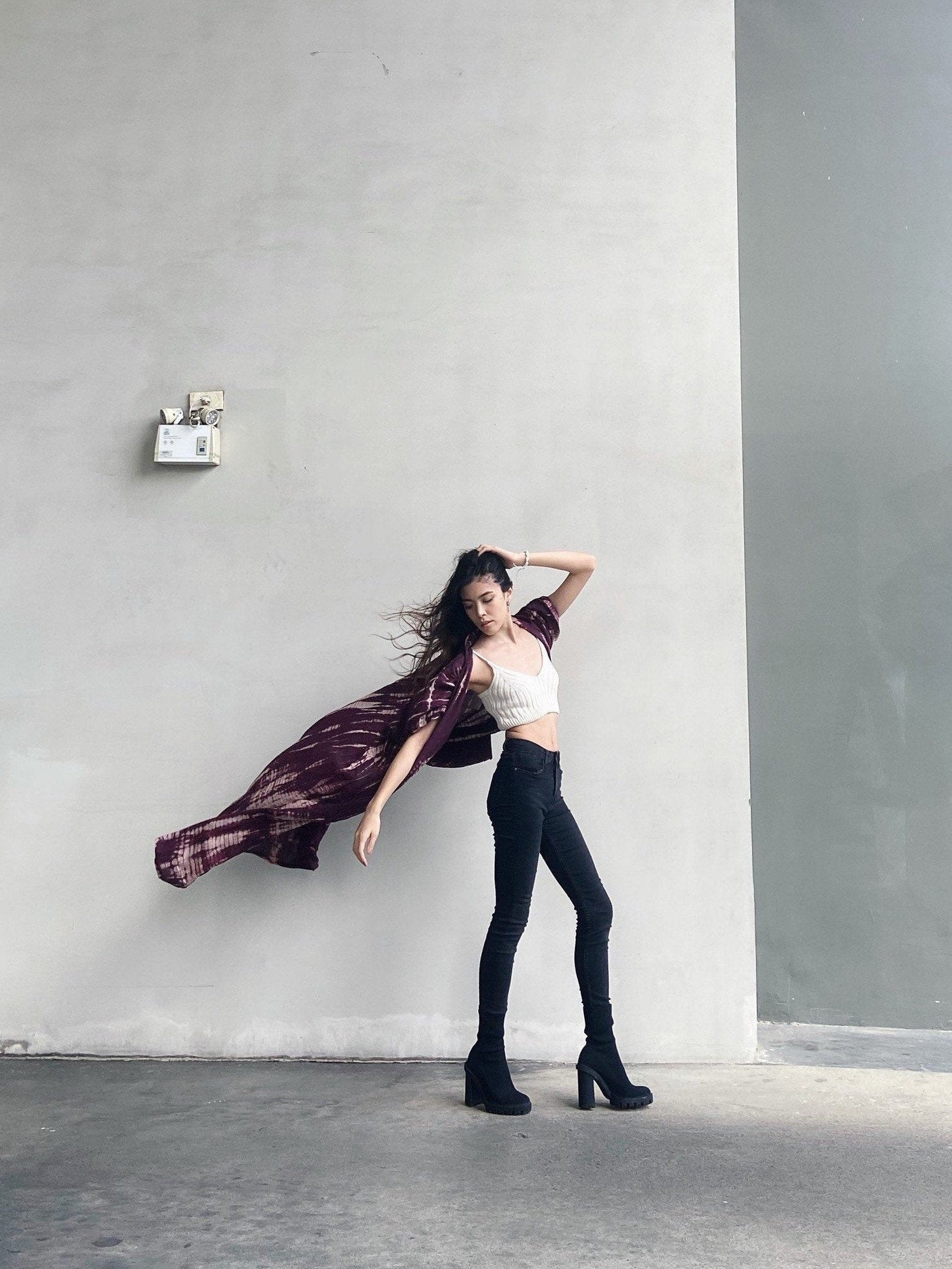 Shop Burgundy Tie Dye Kimono Robe - Tie Dye Kimono Robe |with Coco De Chom?